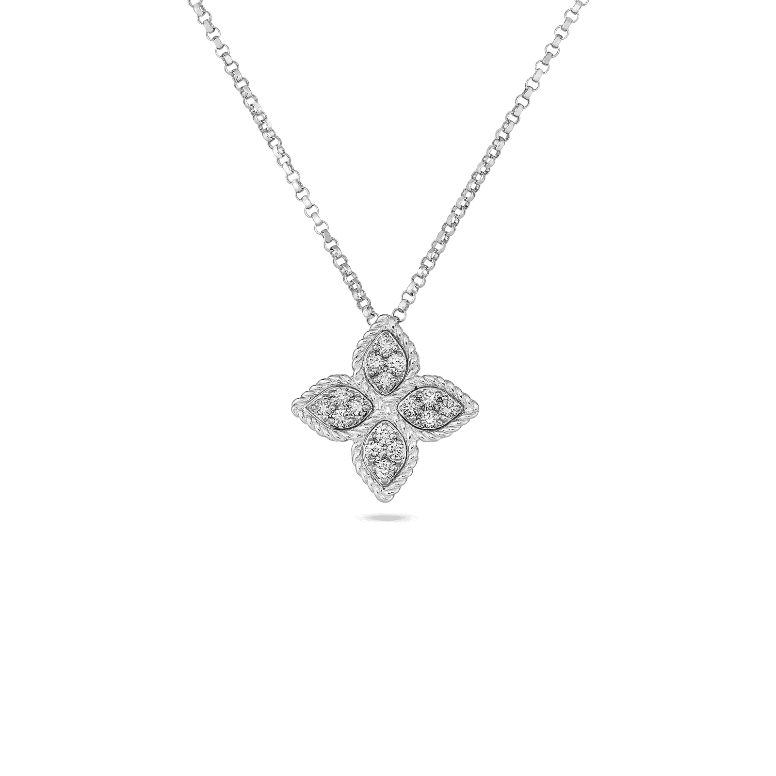 Roberto Coin 18K White Gold Diamond Flower Pendant