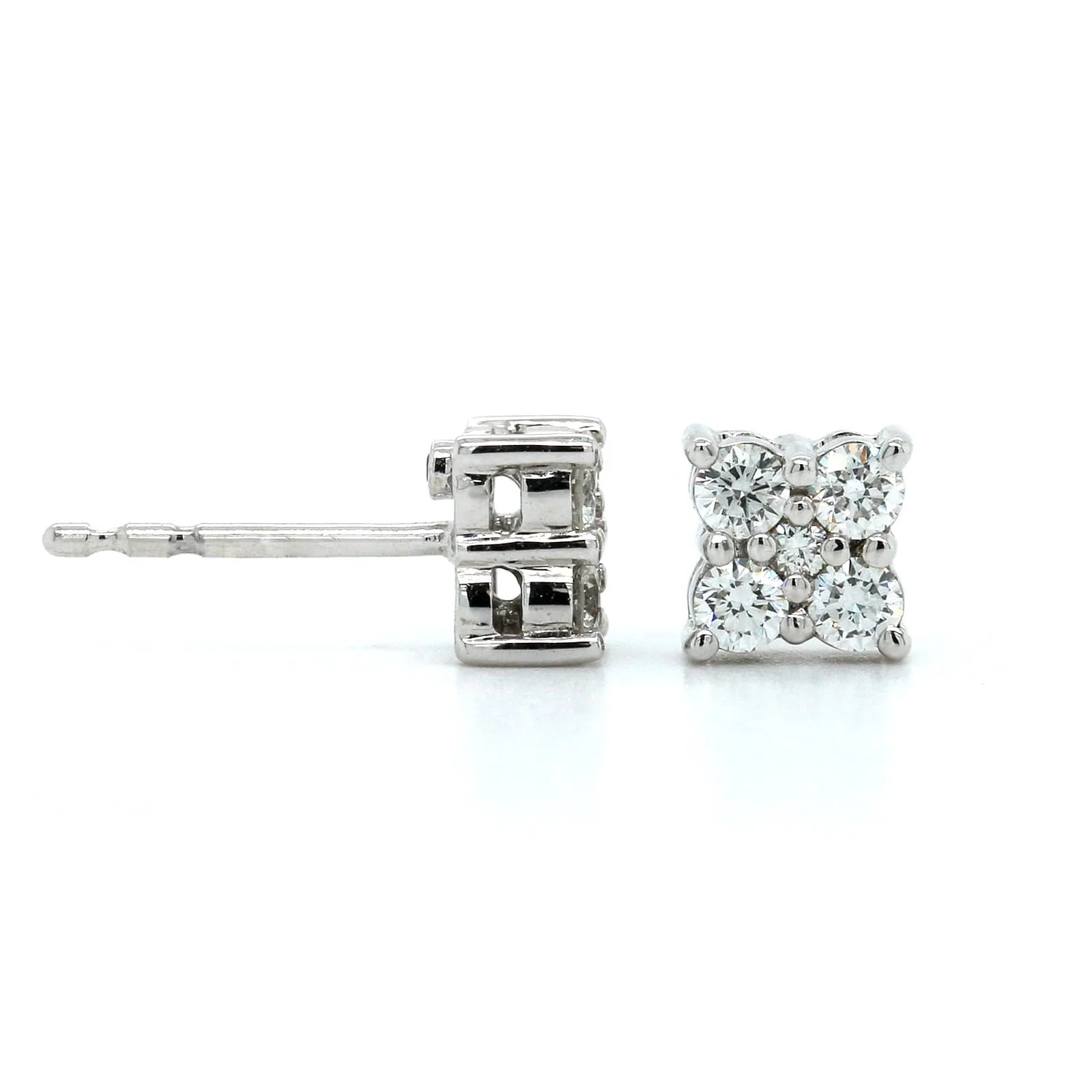 Roberto Coin 18K White Gold Diamond Flower Stud Earrings - Image 3