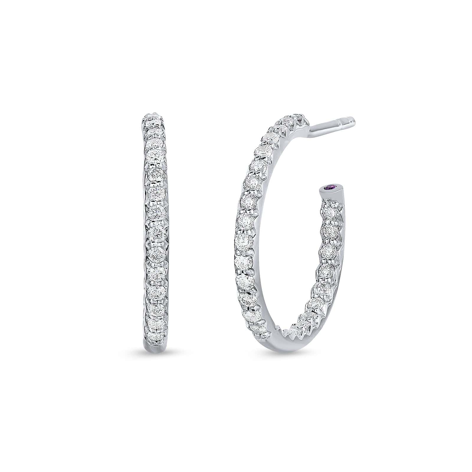 Roberto Coin 18K White Gold Diamond Hoop Earrings