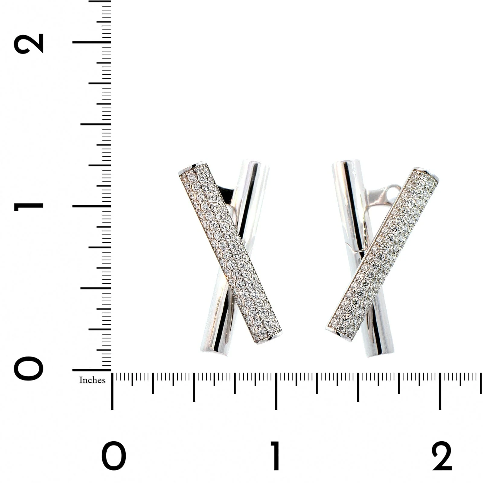Roberto Coin 18K White Gold Domino Diamond Crossover Earrings - Image 2