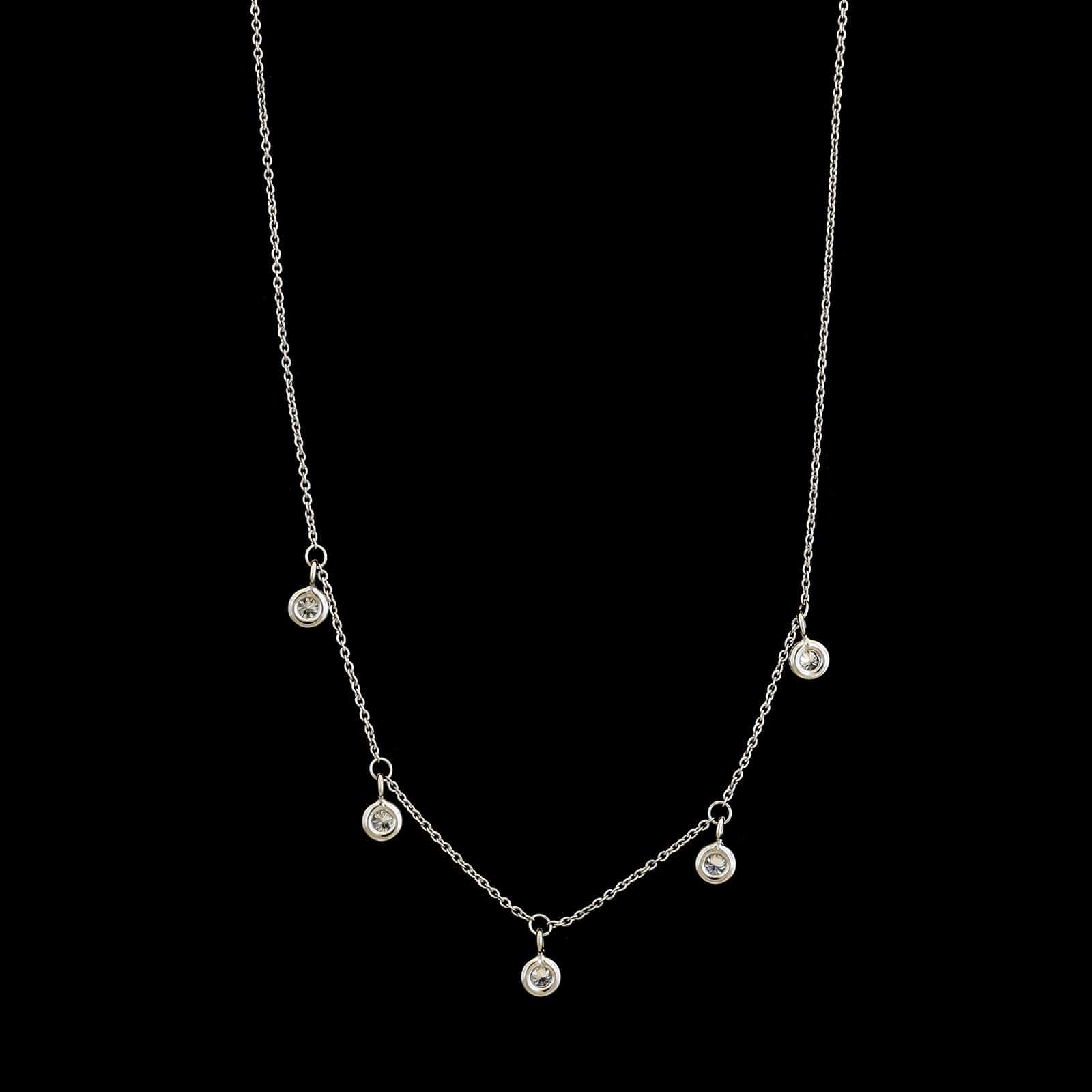 Roberto Coin 18K White Gold Estate Diamond by The Inch Dangling Station Necklace - Image 2