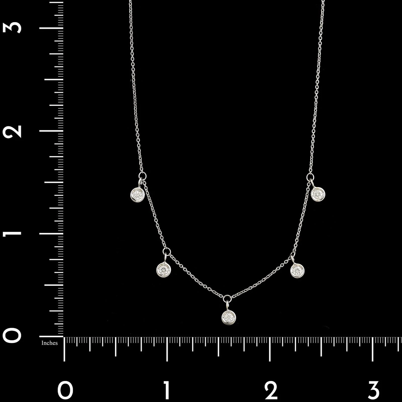 Roberto Coin 18K White Gold Estate Diamond by The Inch Dangling Station Necklace - Image 4
