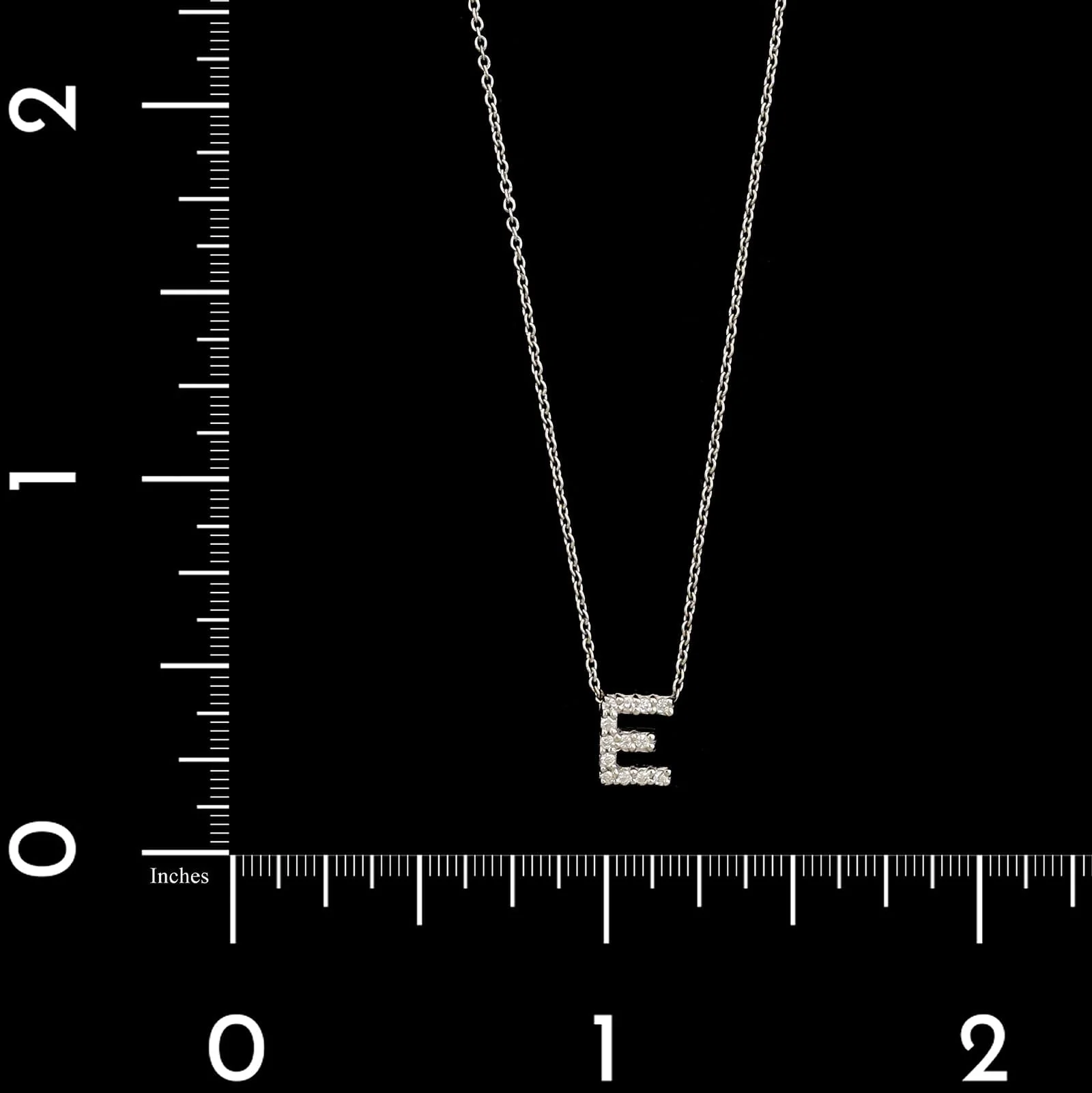 Roberto Coin 18K White Gold Estate Diamond Initial E Pendant Necklace - Image 4