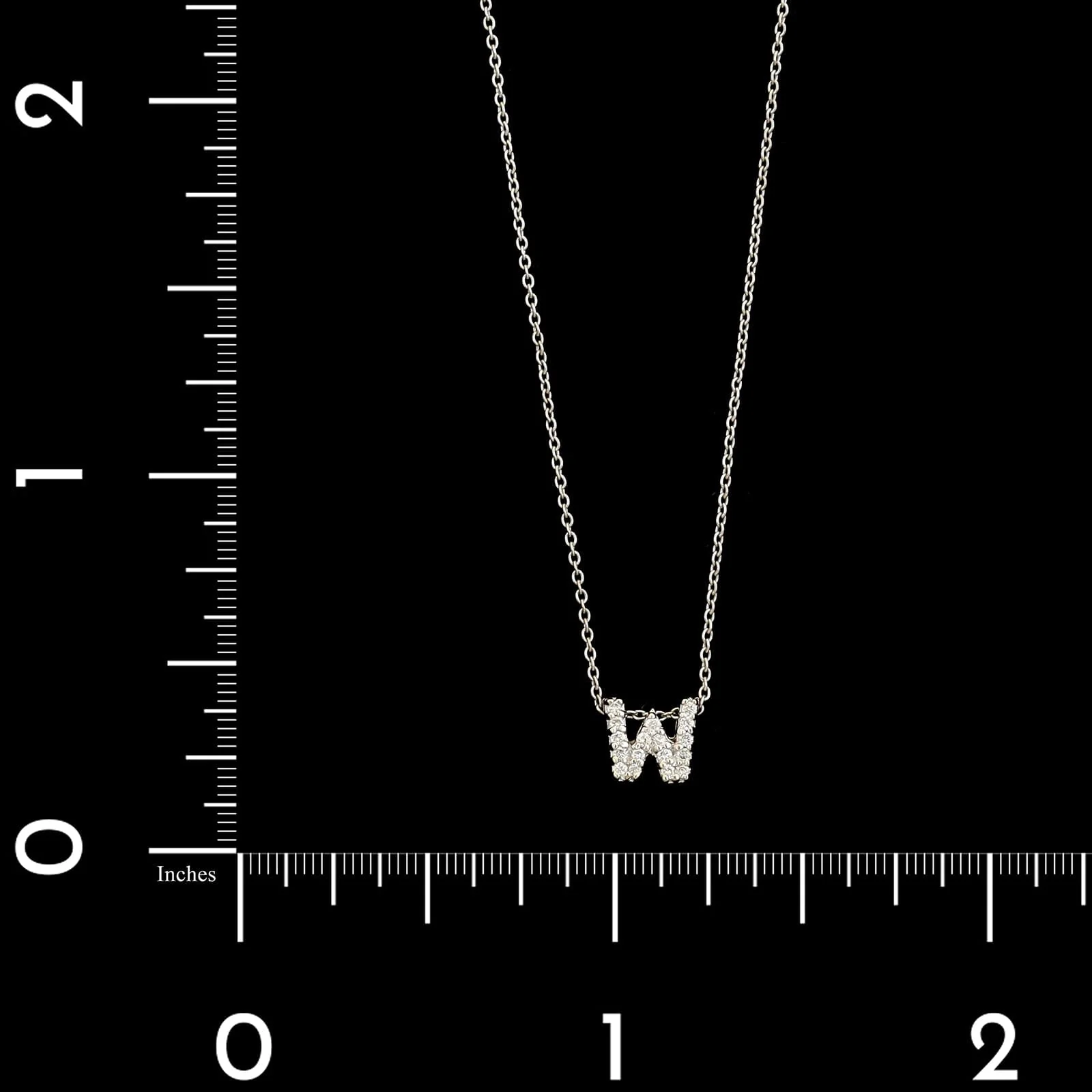 Roberto Coin 18K White Gold Estate Diamond Initial W Pendant Necklace - Image 4