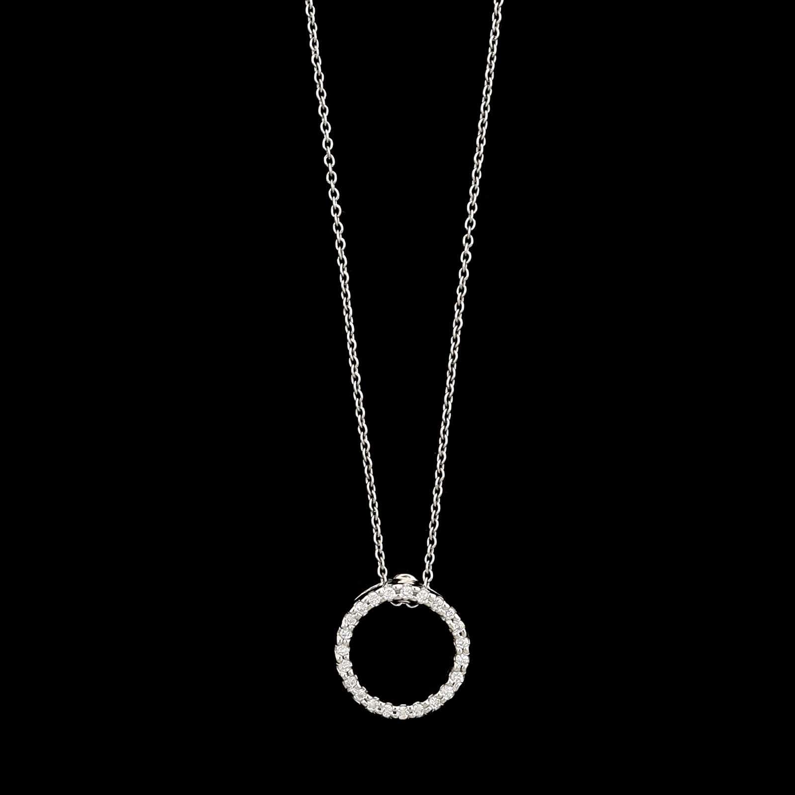 Roberto Coin 18K White Gold Estate Diamond Tiny Treasures Circle Pendant Necklace