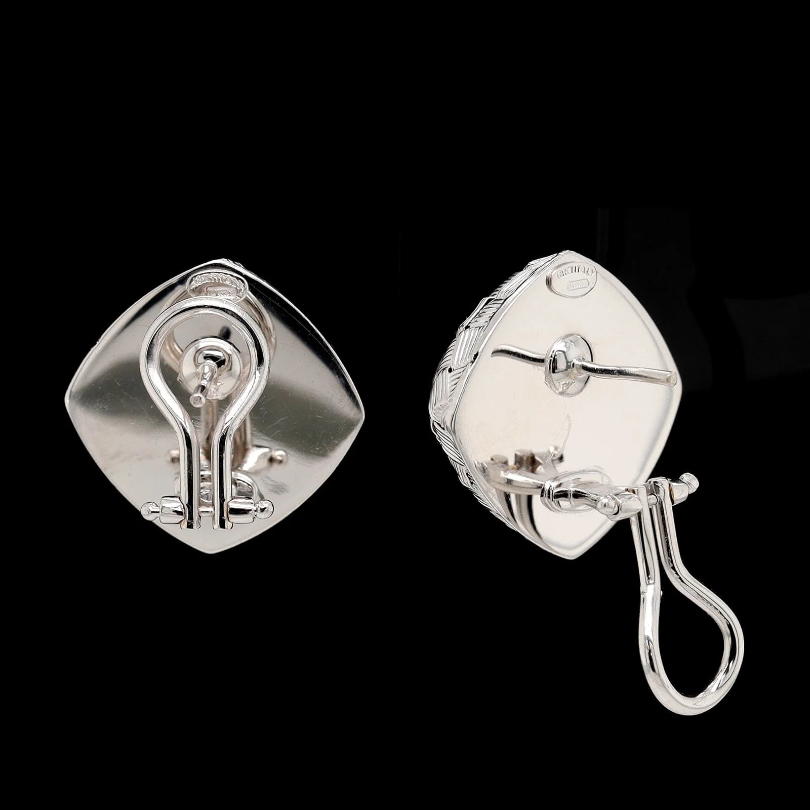 Roberto Coin 18K White Gold Estate Woven Earrings - Image 2