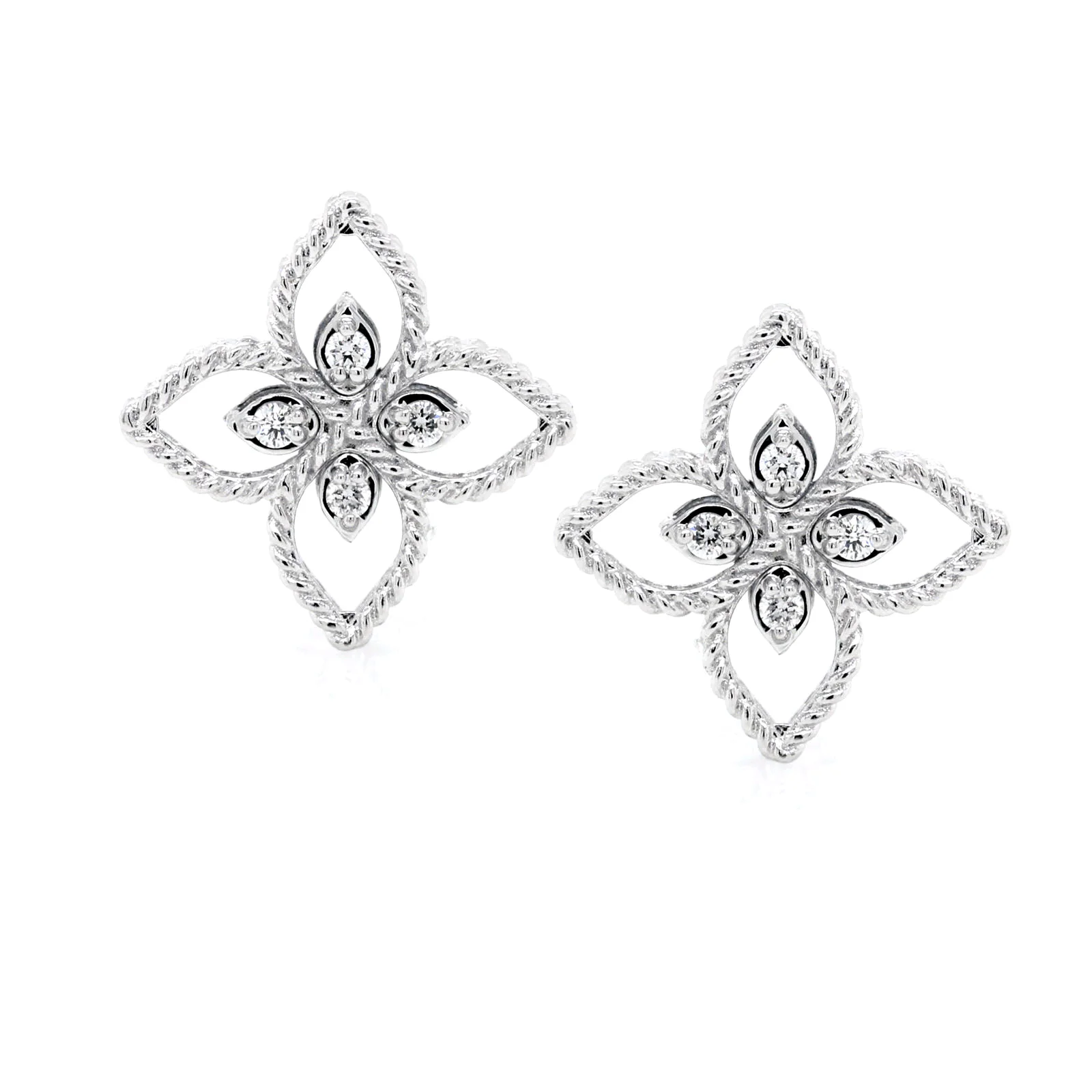 Roberto Coin 18K White Gold Flower Diamond Earrings