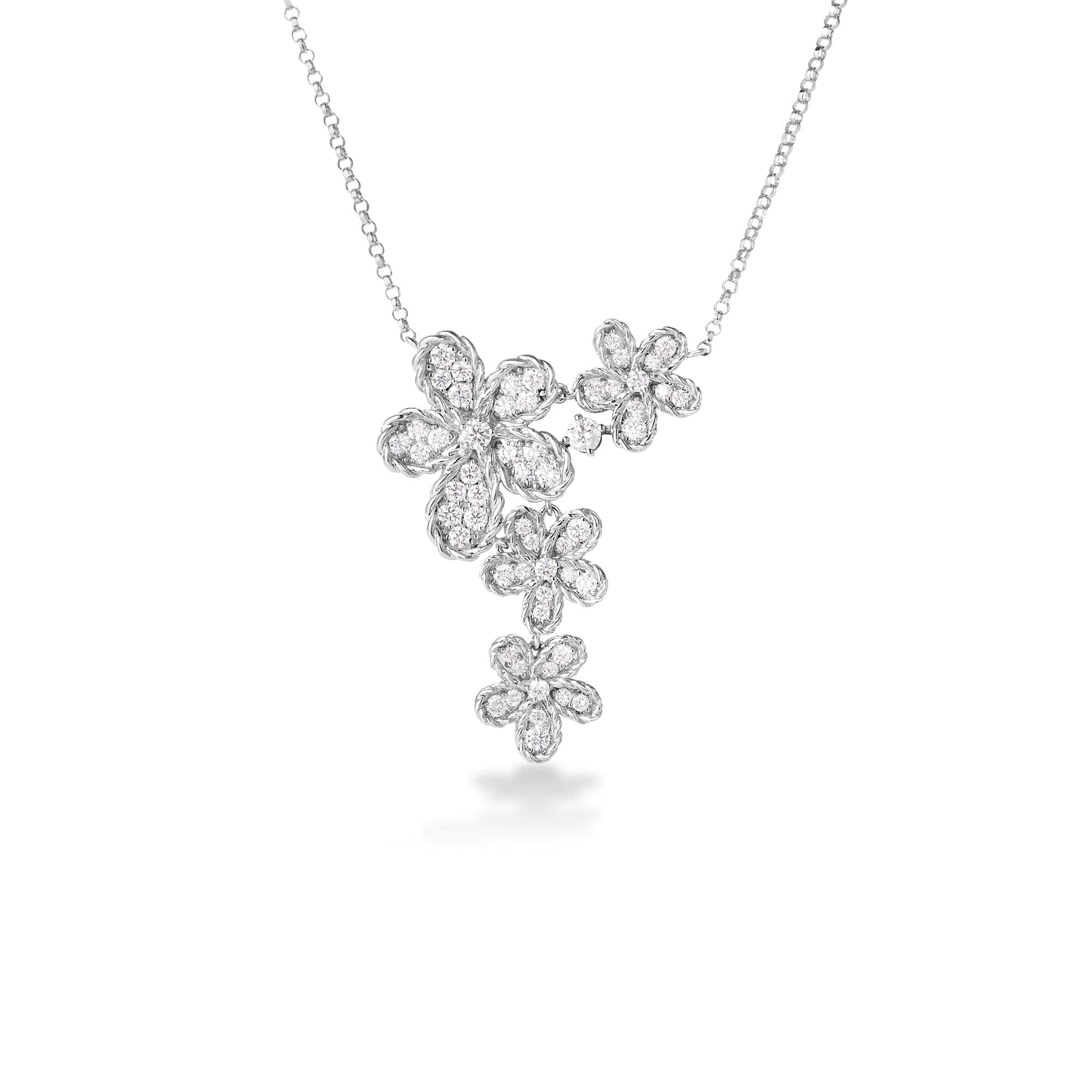 Roberto Coin 18K White Gold Jasmine Diamond Flower Necklace