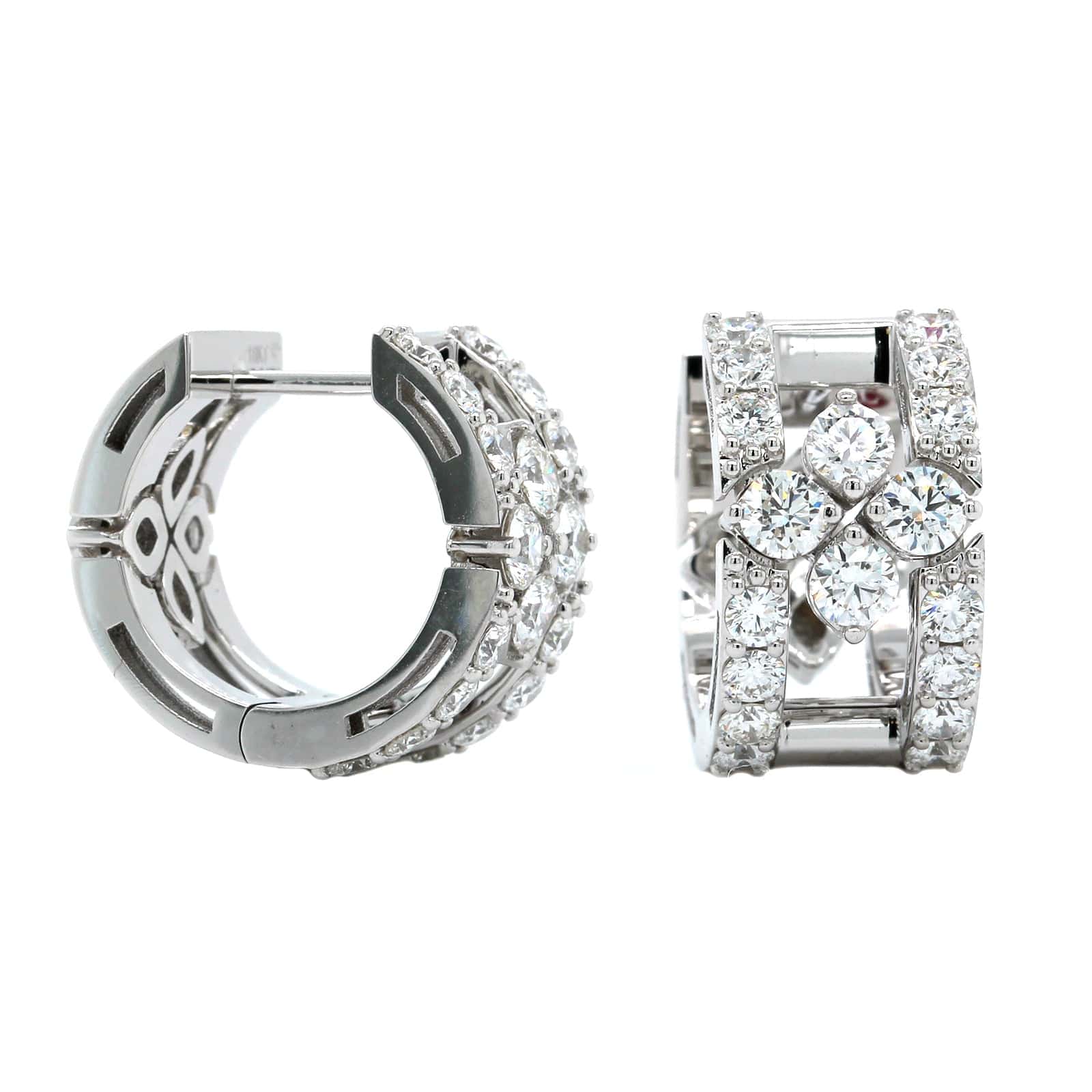 Roberto Coin 18K White Gold "Love In Verona" Diamond Huggie Earrings - Image 3