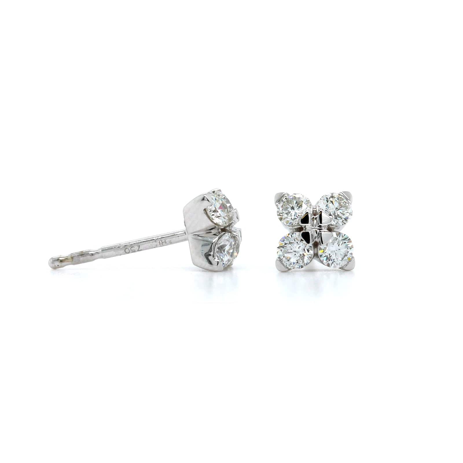 Roberto Coin 18K White Gold "Love In Verona" Small Diamond Stud Earrings - Image 3