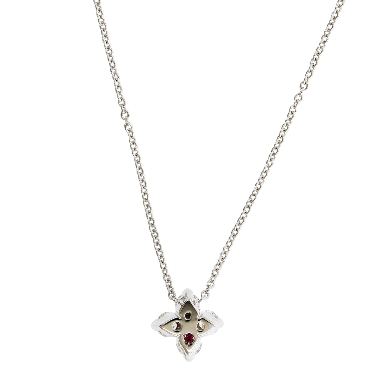 Roberto Coin 18K White Gold "Love In Verona" Small Flower Diamond Necklace - Image 2