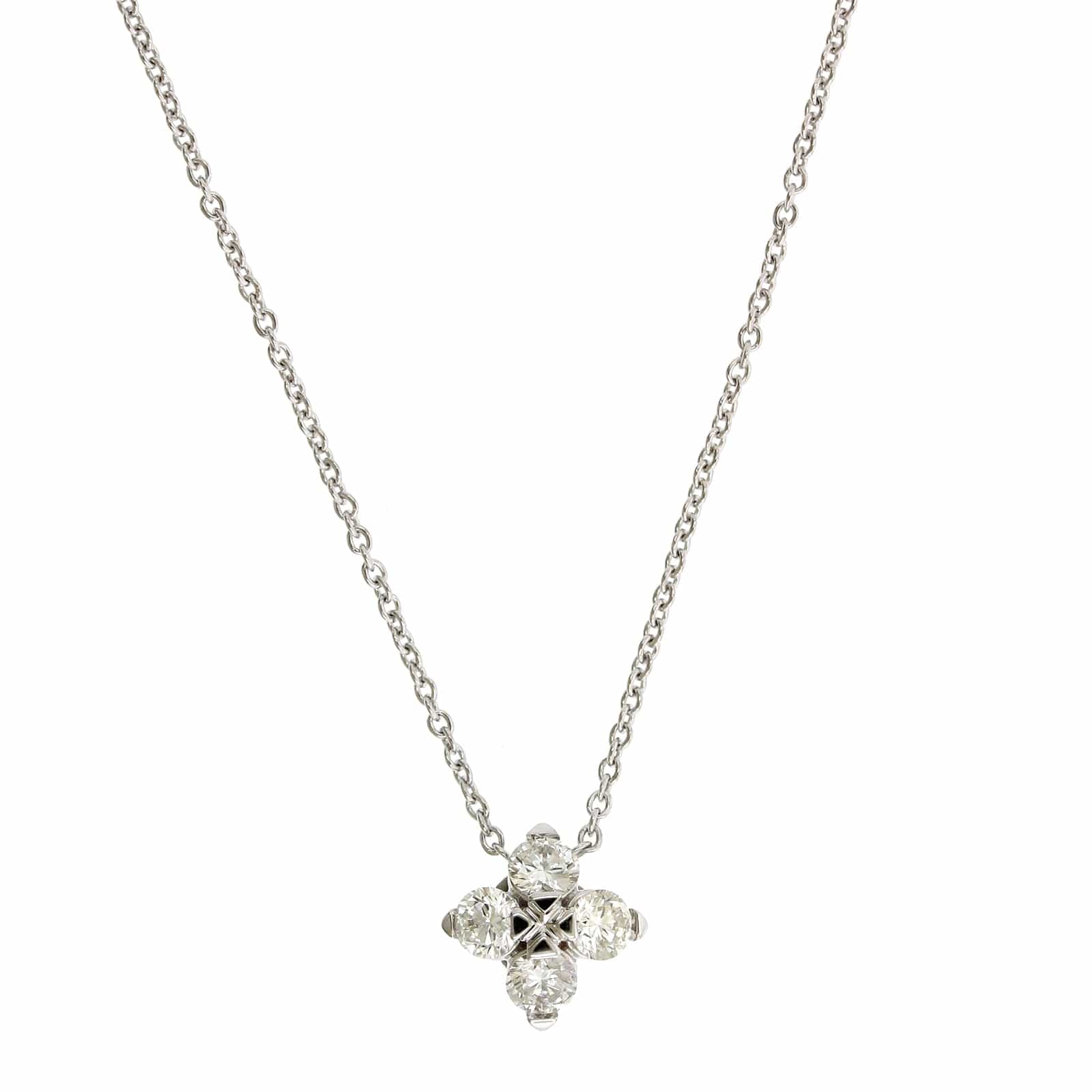 Roberto Coin 18K White Gold "Love In Verona" Small Flower Diamond Necklace - Image 5