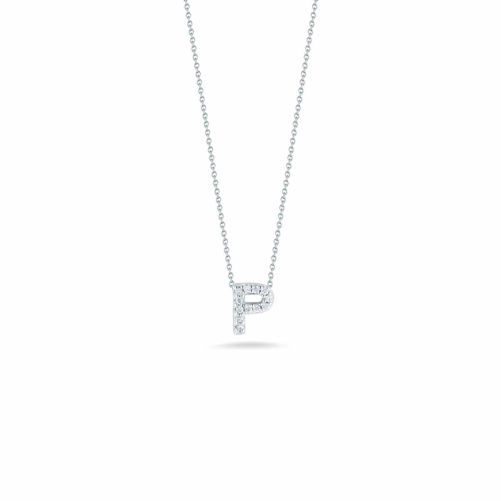 Roberto Coin 18K White Gold "P" Initial Diamond Necklace