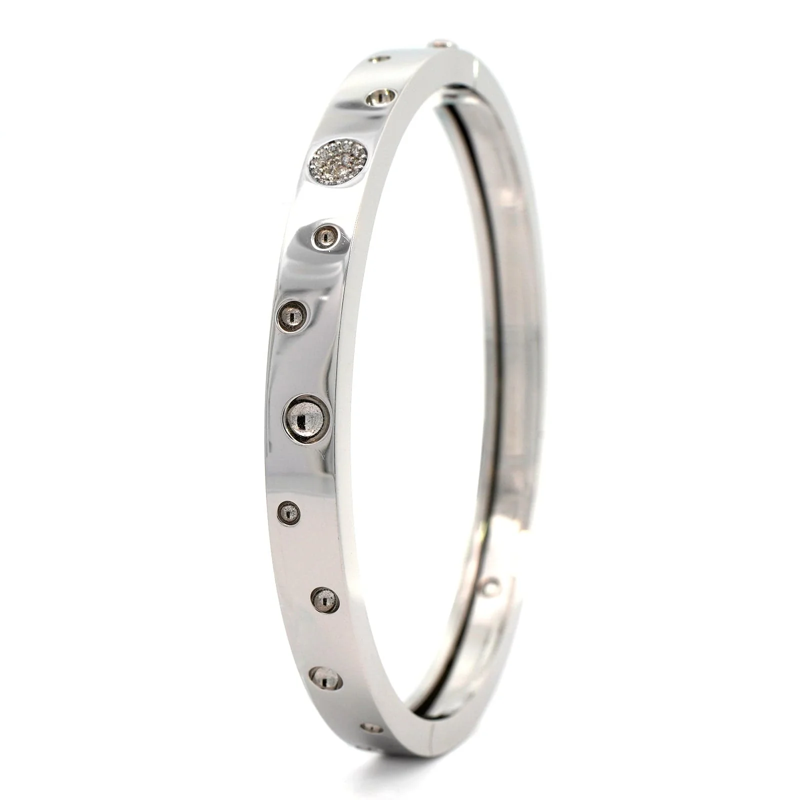 Roberto Coin 18K White Gold Pois Moi Luna Diamond Bangle - Image 2