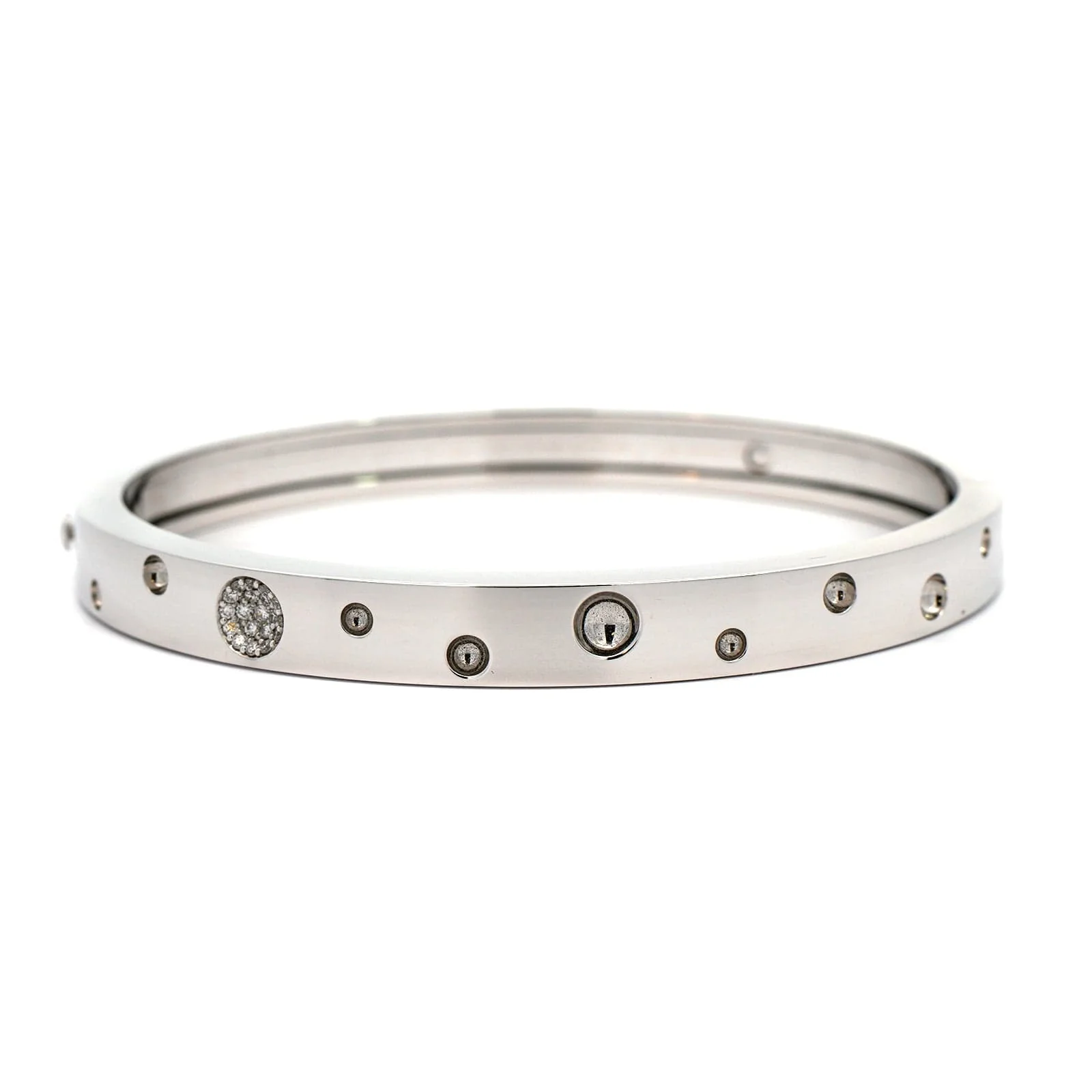 Roberto Coin 18K White Gold Pois Moi Luna Diamond Bangle - Image 4