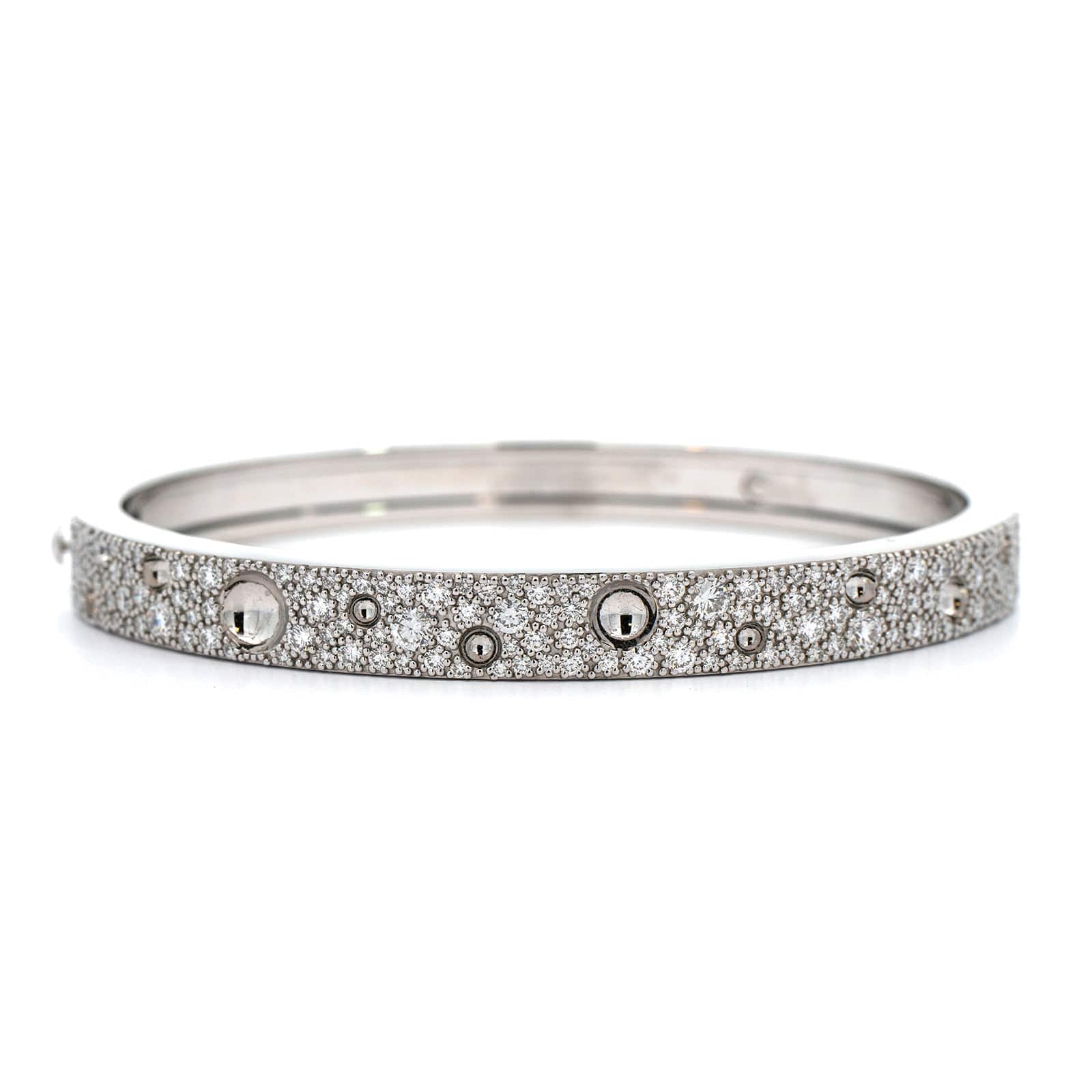 Roberto Coin 18K White Gold Pois Moi Luna Narrow Diamond Bangle - Image 4
