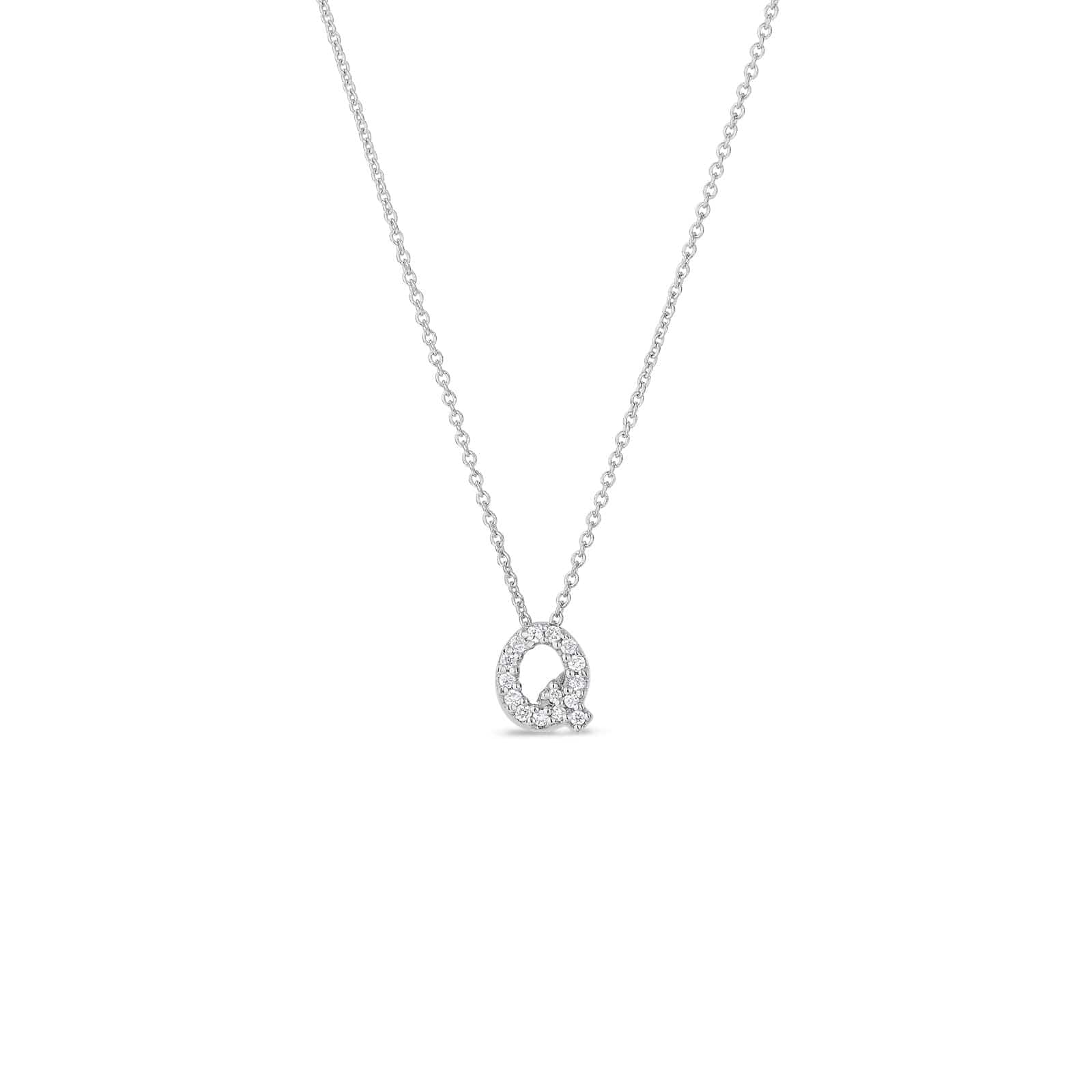 Roberto Coin 18K White Gold "Q" Initial Diamond Necklace