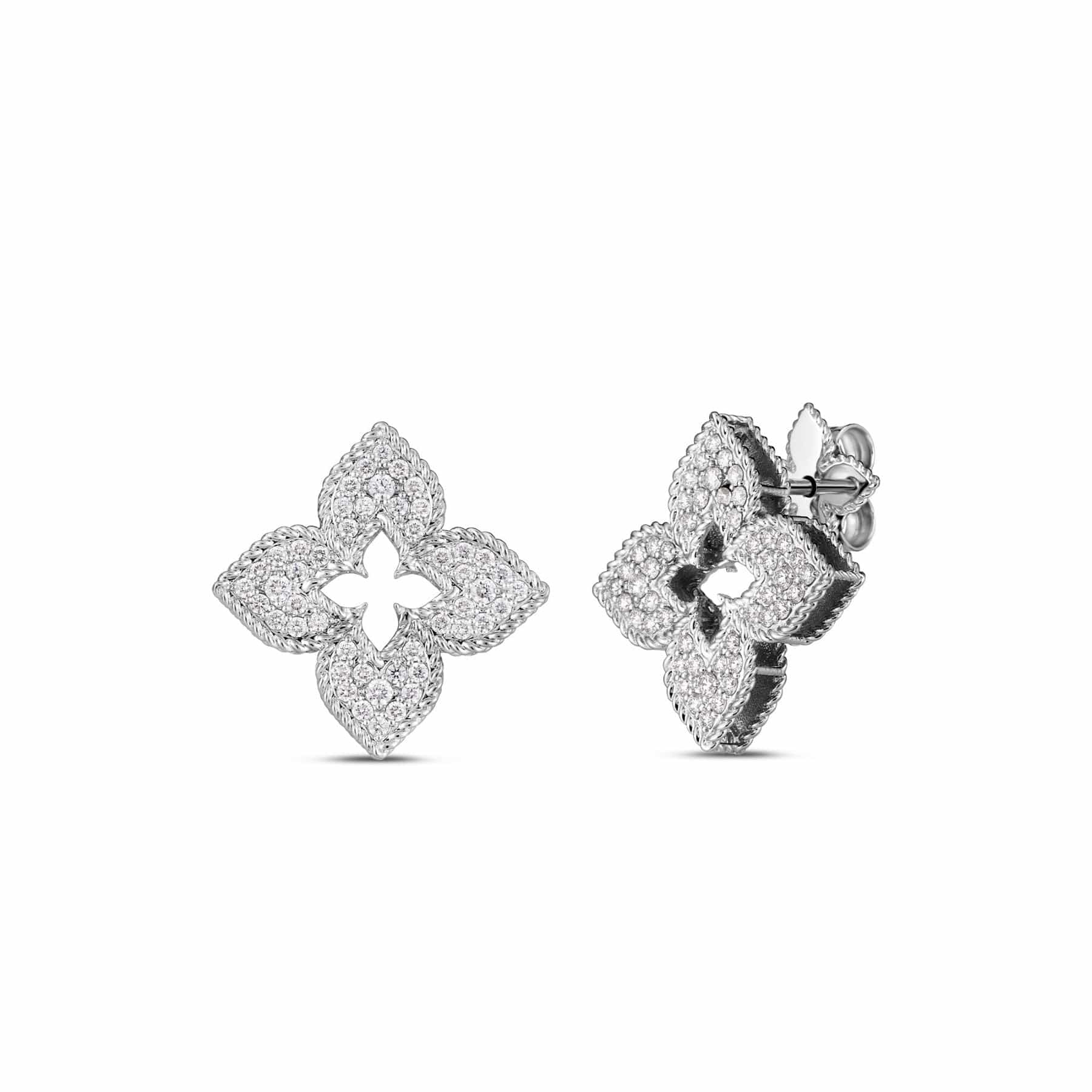 Roberto Coin 18K White Gold Venetian Princess Pave Diamond Stud Earrings
