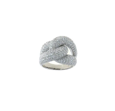 Roberto Coin 18K White Gold Wide Twist Pave Diamond Ring