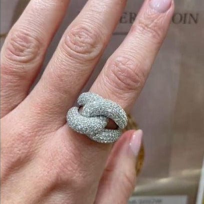 Roberto Coin 18K White Gold Wide Twist Pave Diamond Ring - Image 2