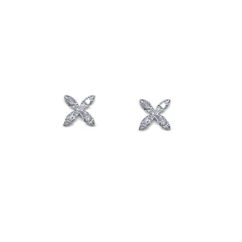 Roberto Coin 18K White Gold X Diamond Stud Earrings