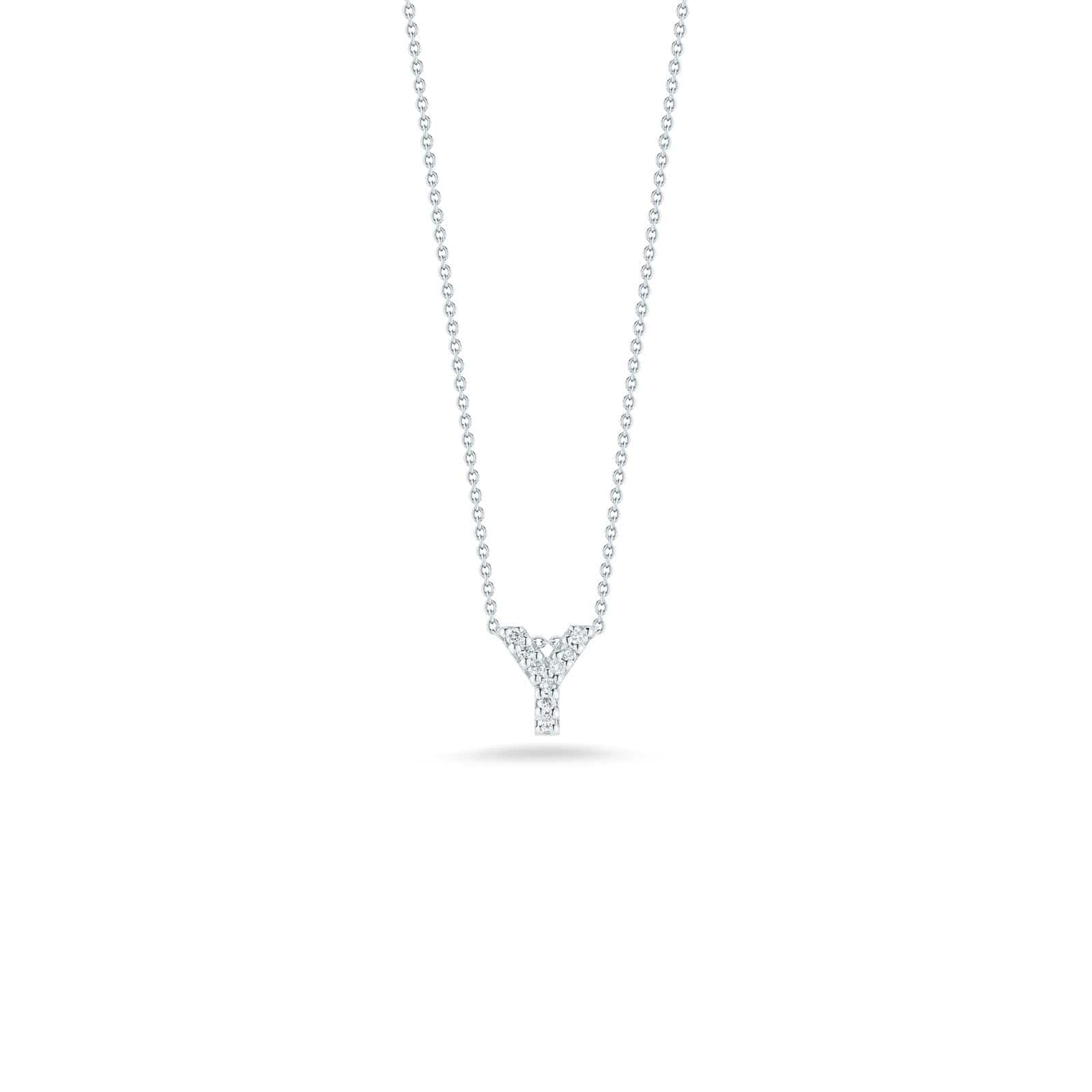 Roberto Coin 18K White Gold "Y" Initial Diamond Necklace