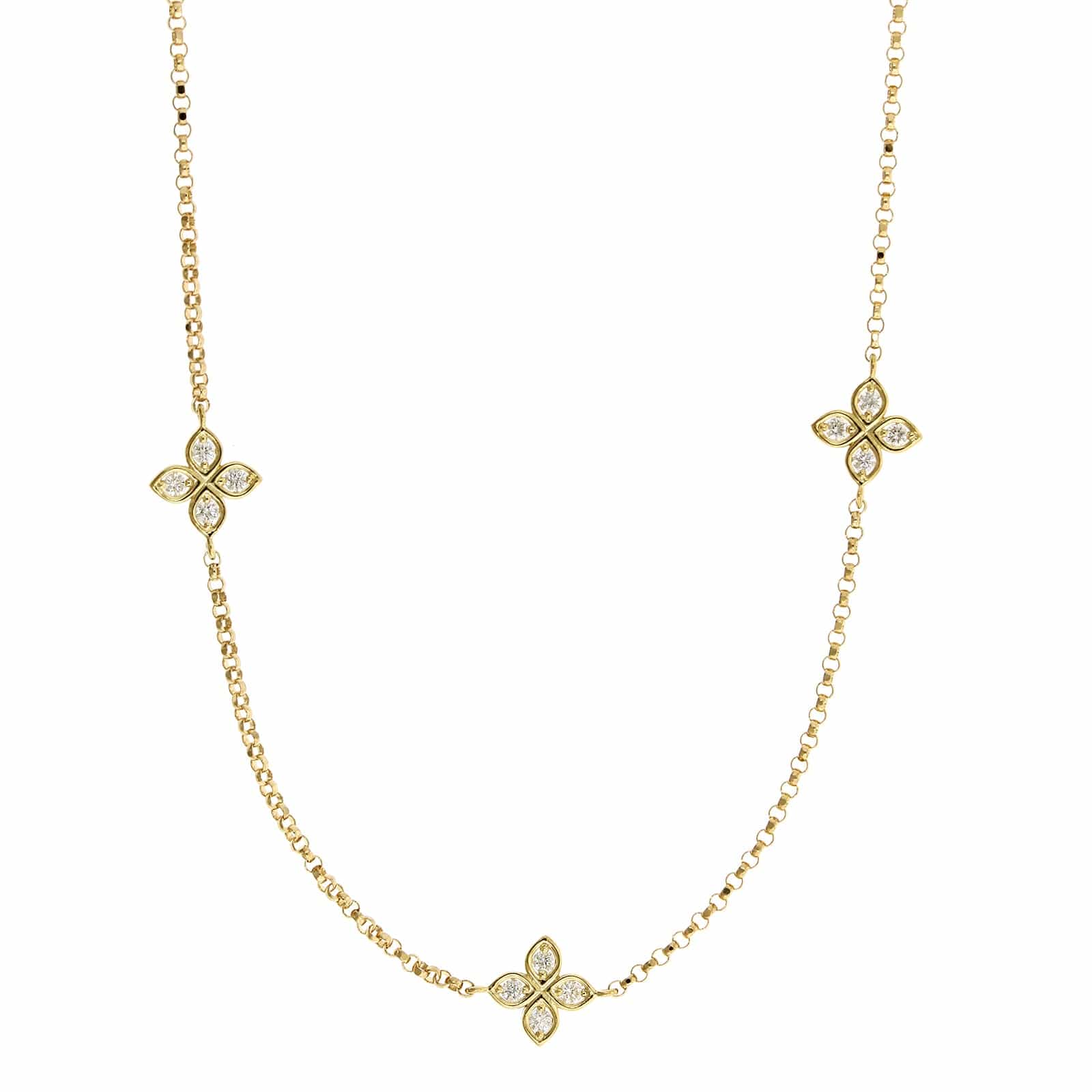 Roberto Coin 18K Yellow Gold 5 Station "Love by The Inch" Diamond Necklace - Image 4