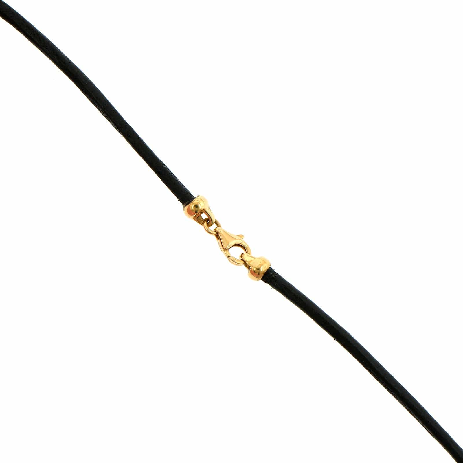 Roberto Coin 18K Yellow Gold and Black Leather Necklace - Image 2