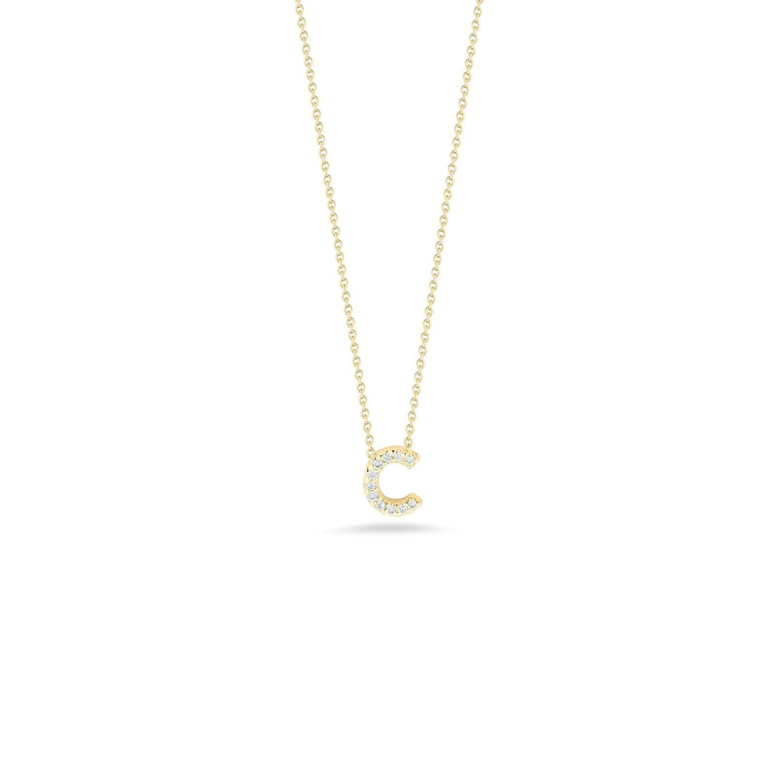 Roberto Coin 18K Yellow Gold "C" Initial Diamond Necklace