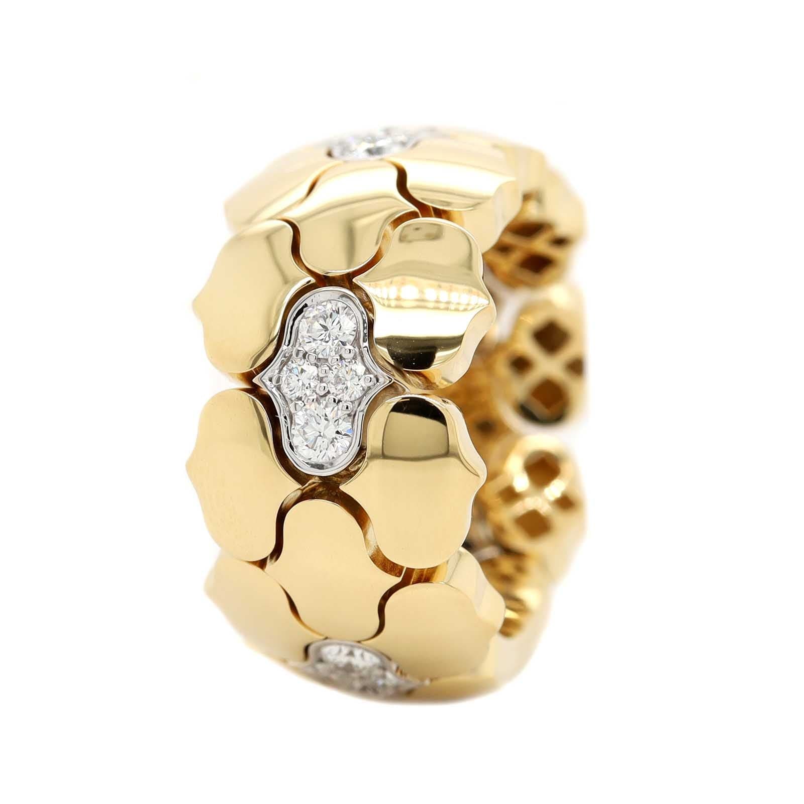 Roberto Coin 18K Yellow Gold Cobra Diamond Flexible Ring - Image 2