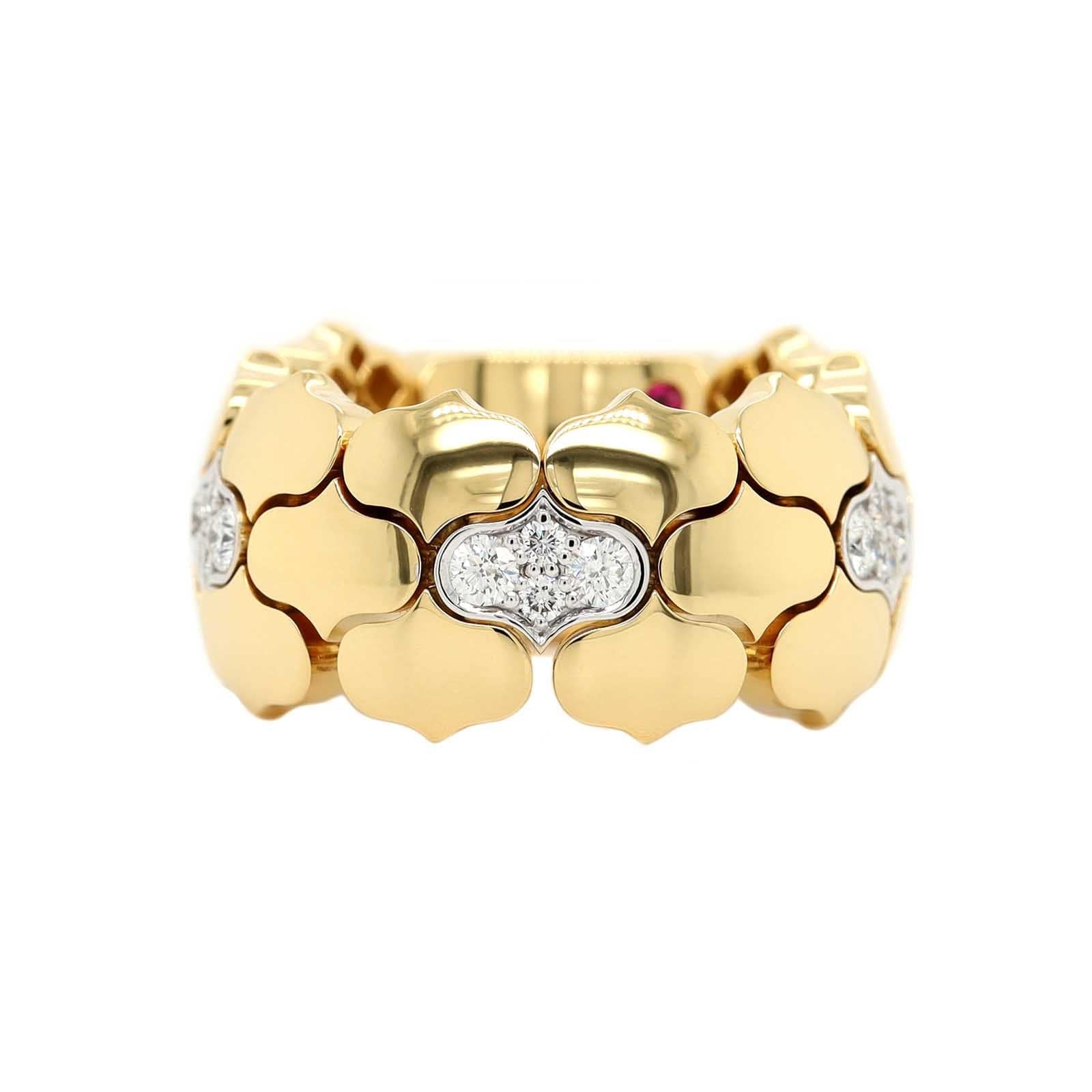 Roberto Coin 18K Yellow Gold Cobra Diamond Flexible Ring - Image 5