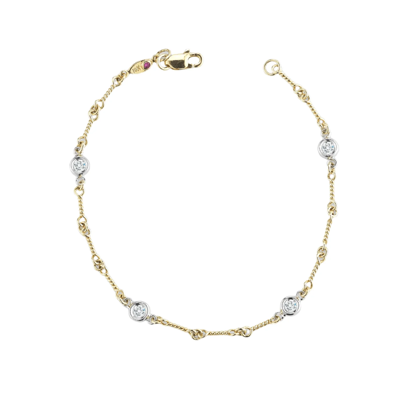 Roberto Coin 18K Yellow Gold Diamond By The Inch 4 Station Bracelet