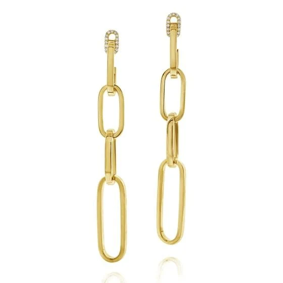 Roberto Coin 18K Yellow Gold Diamond Link Drop Earrings