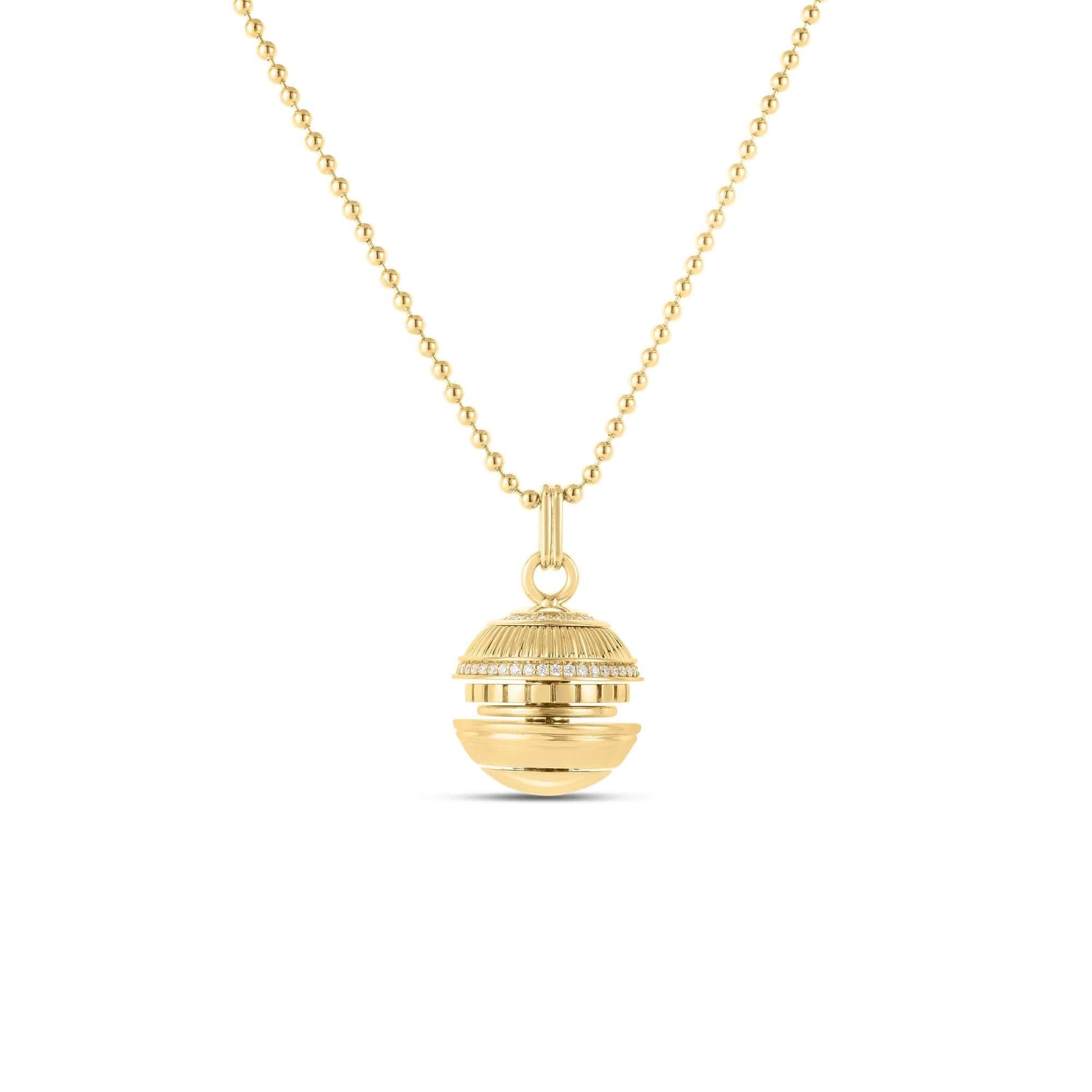 Roberto Coin 18K Yellow Gold Diamond Mosaic Bead Pendant Necklace
