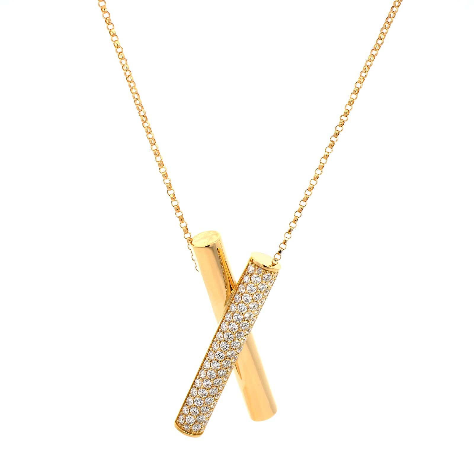 Roberto Coin 18K Yellow Gold Domino Diamond Crossover Necklace
