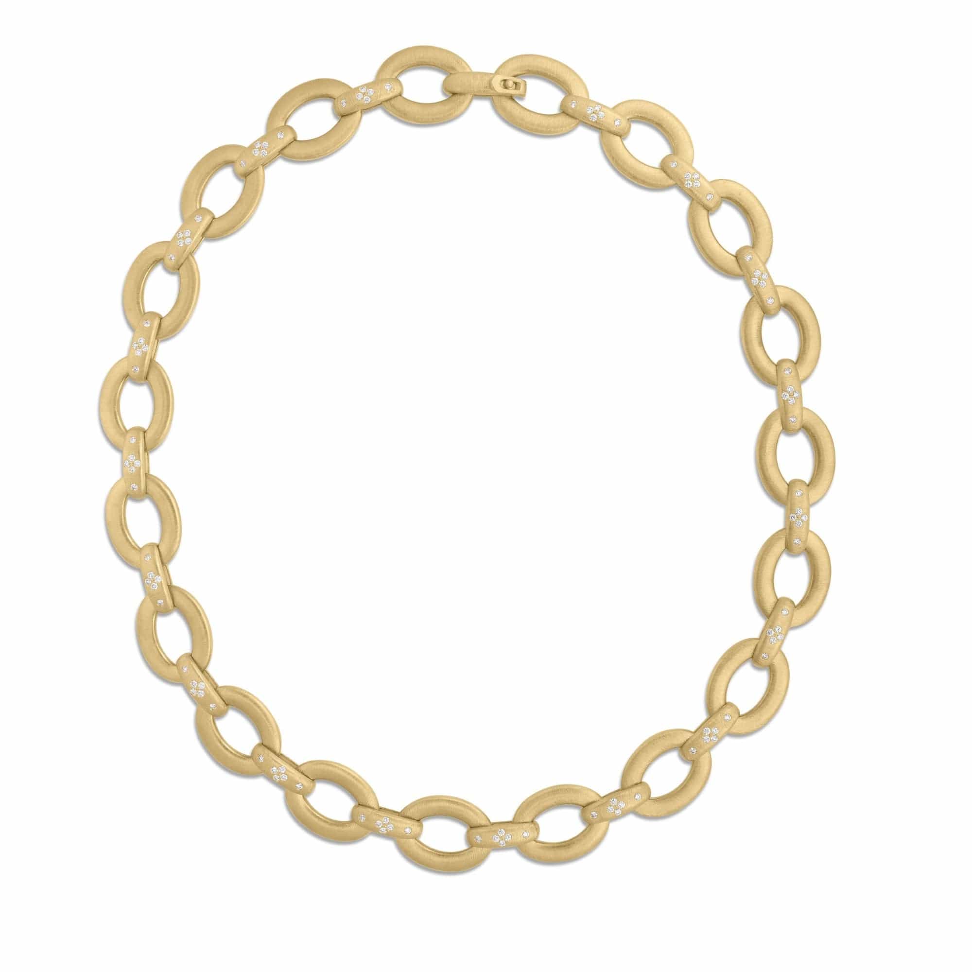 Roberto Coin 18K Yellow Gold Duchessa Pave Diamond Small Oval Link Necklace