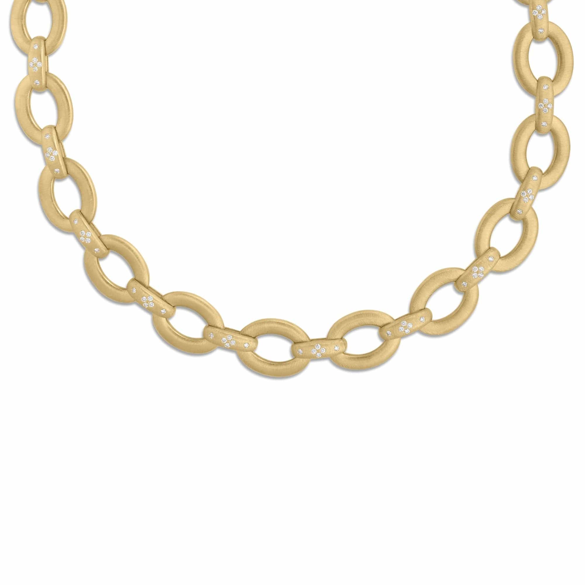 Roberto Coin 18K Yellow Gold Duchessa Pave Diamond Small Oval Link Necklace - Image 2
