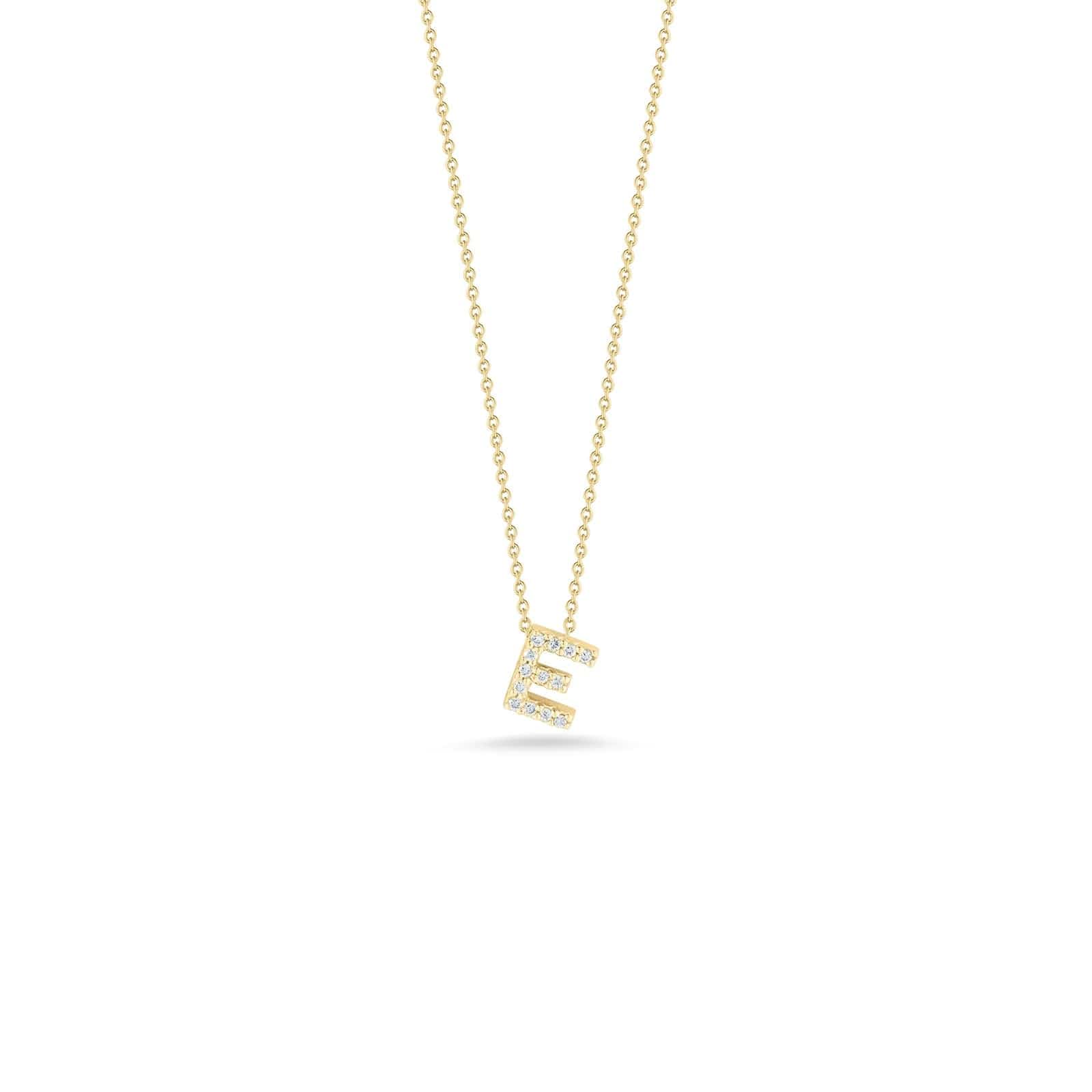 Roberto Coin 18K Yellow Gold "E" Initial Diamond Necklace