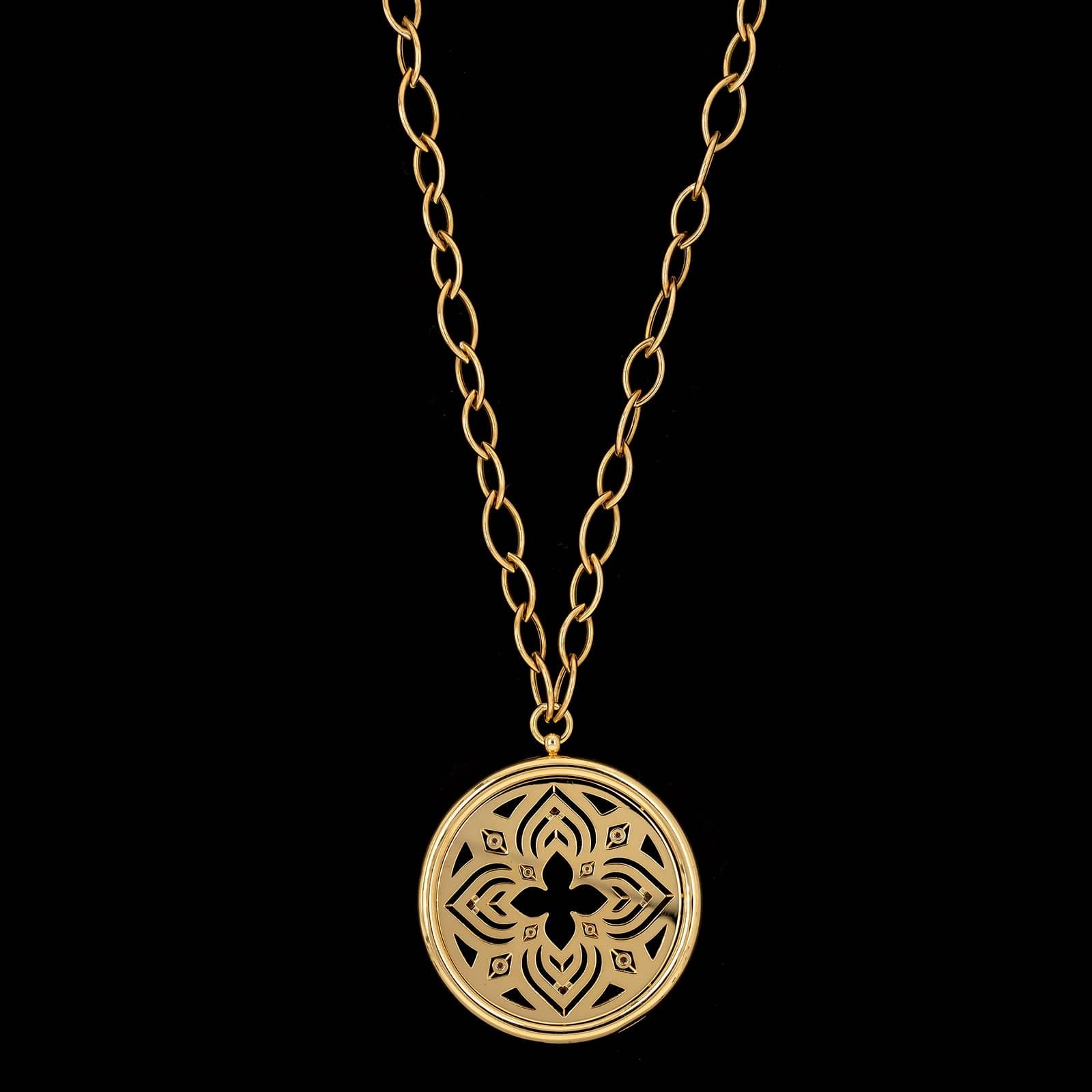 Roberto Coin 18K Yellow Gold Estate Diamond Arabesque Flower Medallion Pendant Necklace&nbsp; - Image 2