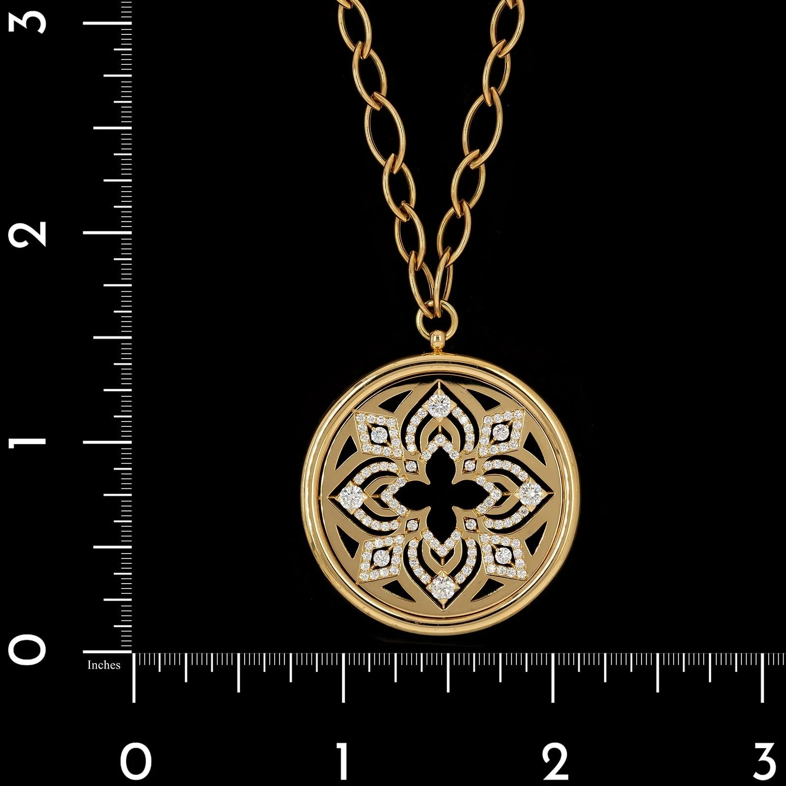 Roberto Coin 18K Yellow Gold Estate Diamond Arabesque Flower Medallion Pendant Necklace&nbsp; - Image 4