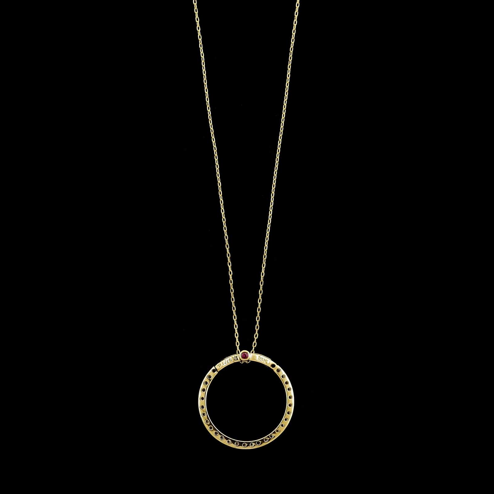 Roberto Coin 18K Yellow Gold Estate Diamond Pave Circle Necklace - Image 2