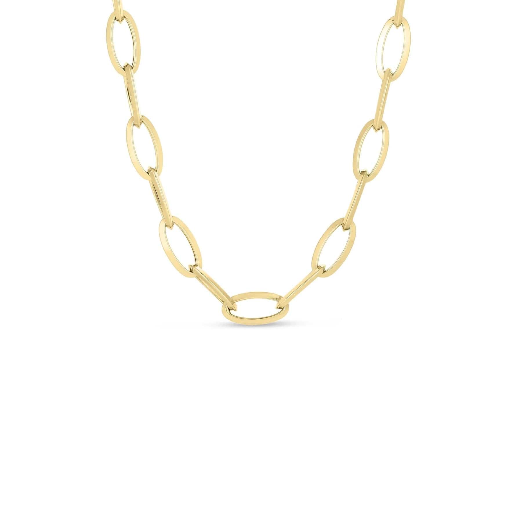 Roberto Coin 18K Yellow Gold Knife Edge Oval Link Necklace
