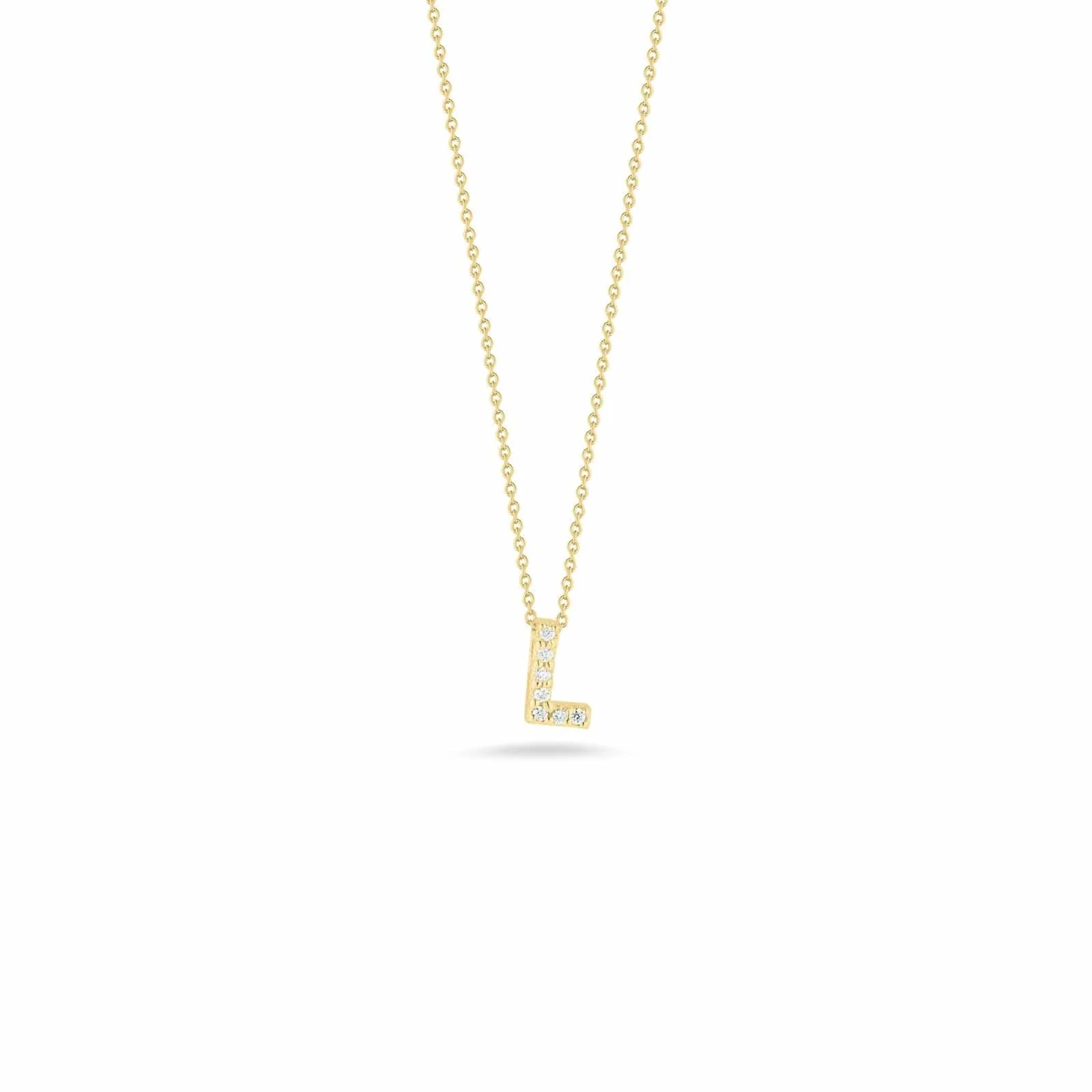 Roberto Coin 18K Yellow Gold "L" Initial Diamond Necklace