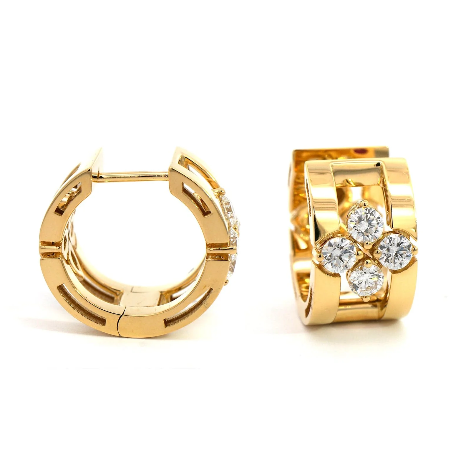 Roberto Coin 18K Yellow Gold "Love in Verona" Diamond Huggie Earrings - Image 3