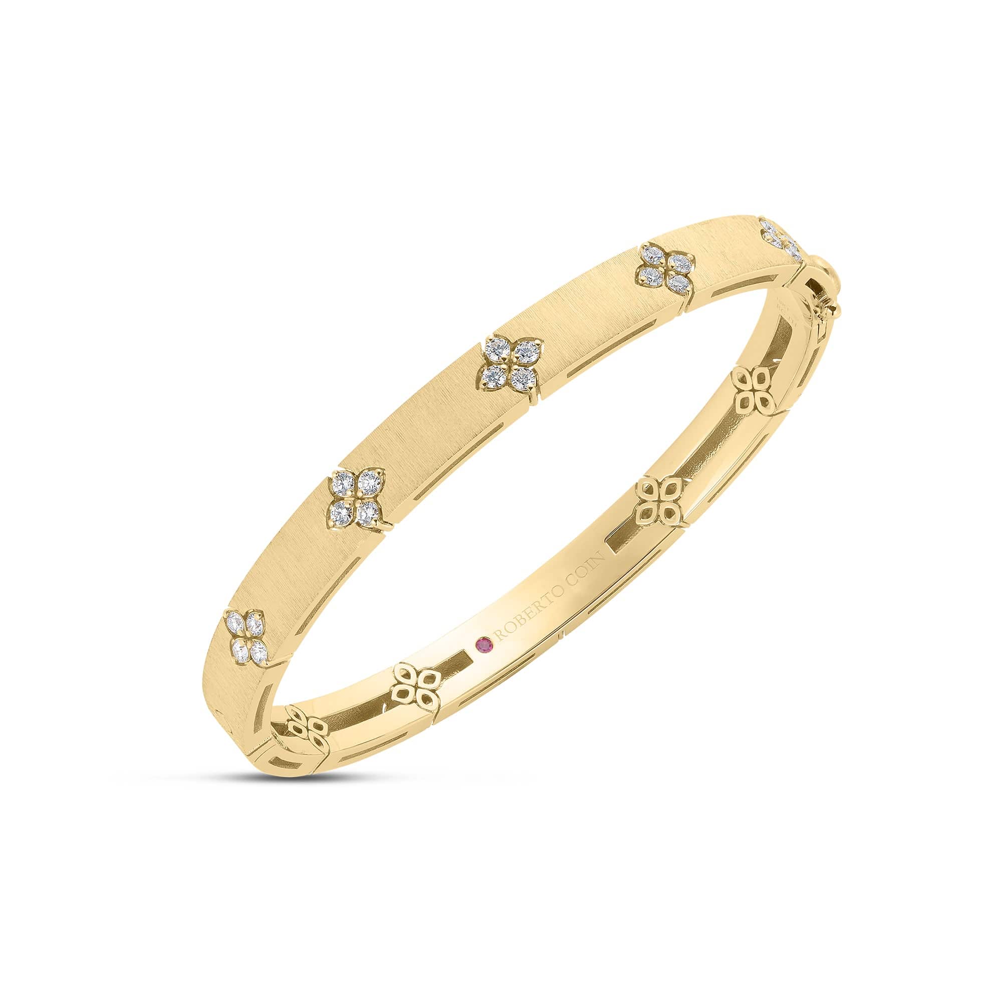 Roberto Coin 18K Yellow Gold Love in Verona Diamond Satin Bangle