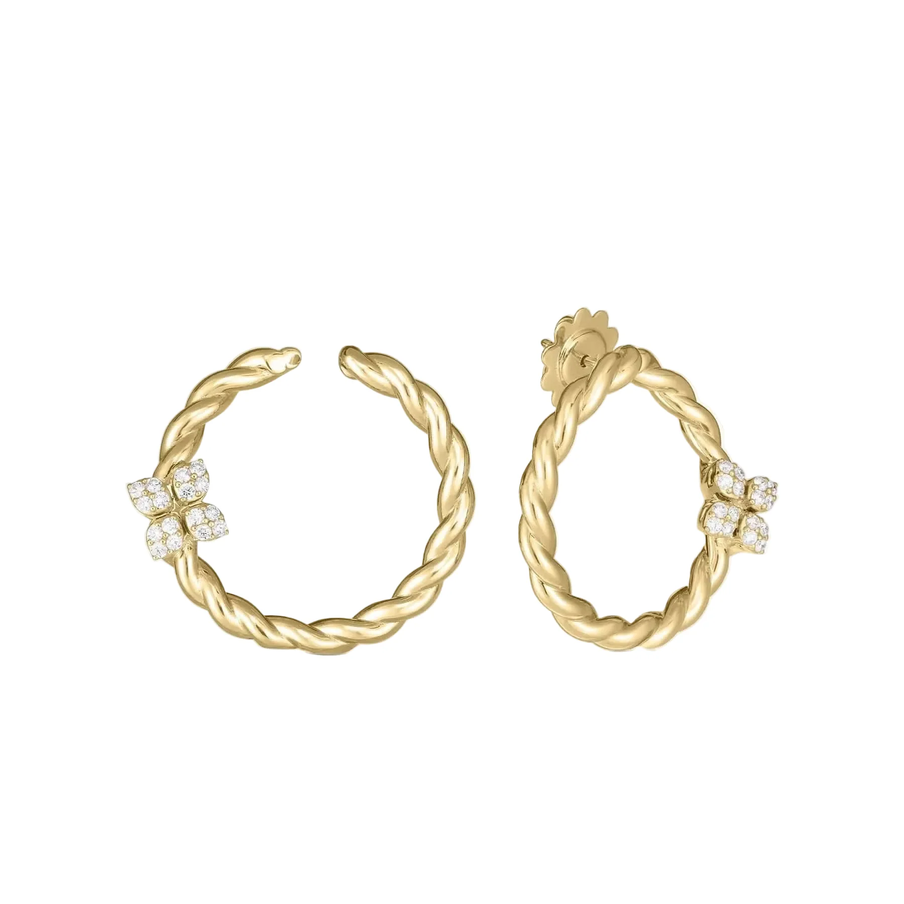 Roberto Coin 18K Yellow Gold Love In Verona Diamond Twist Hoop Earrings