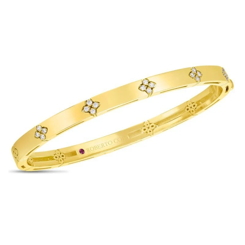 Roberto Coin 18K Yellow Gold Love In Verona Narrow Diamond Bangle Bracelet