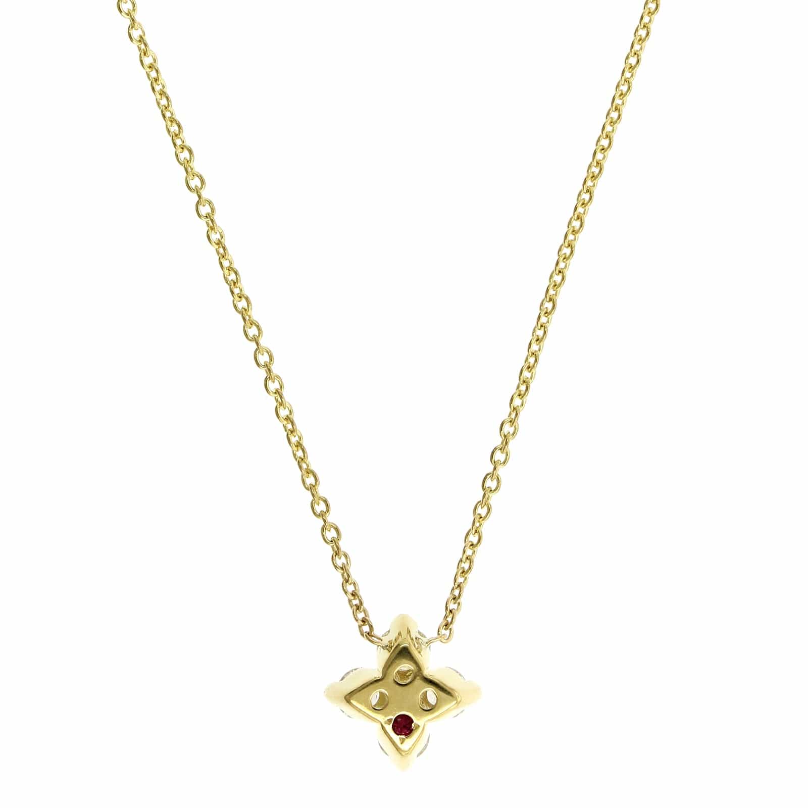 Roberto Coin 18K Yellow Gold "Love In Verona" Small Flower Diamond Necklace - Image 2