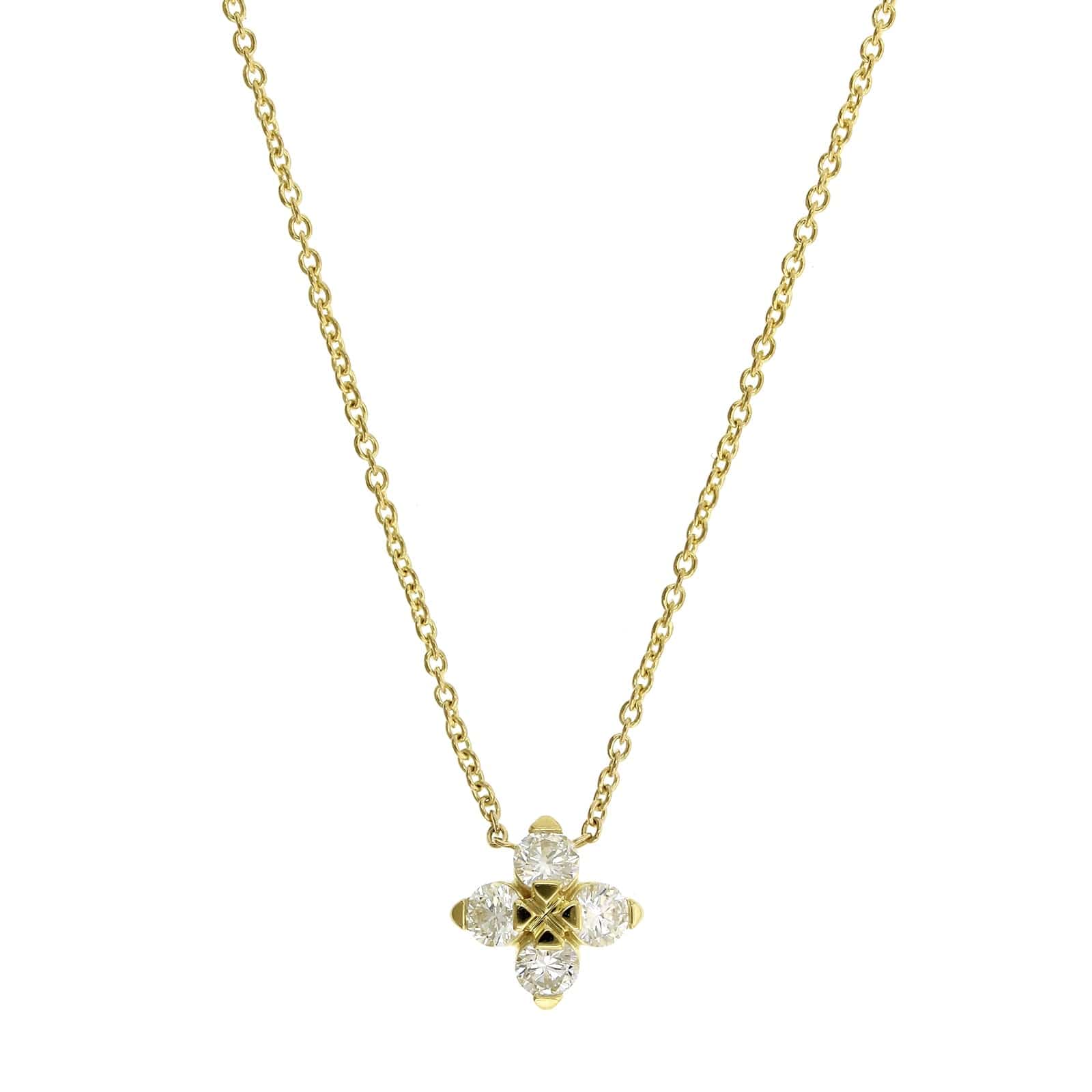 Roberto Coin 18K Yellow Gold "Love In Verona" Small Flower Diamond Necklace - Image 5