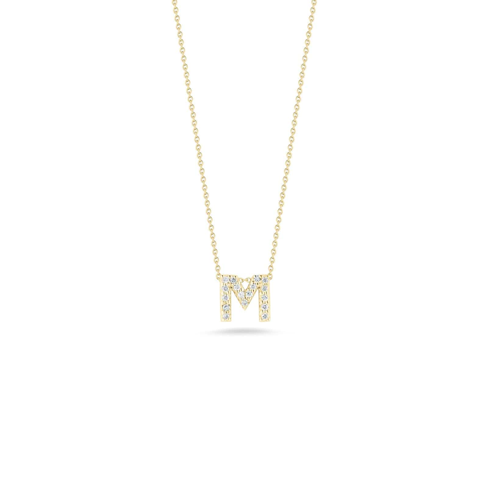 Roberto Coin 18K Yellow Gold "M" Initial Diamond Necklace